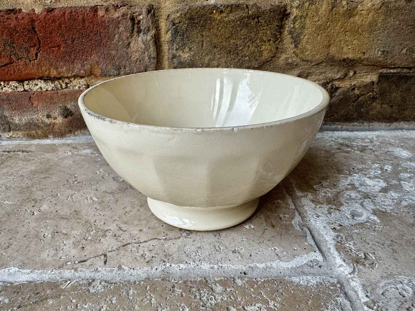 antique french moulin loups hamag cafe au lait coffee bowl terre de fer ironstone ribbed