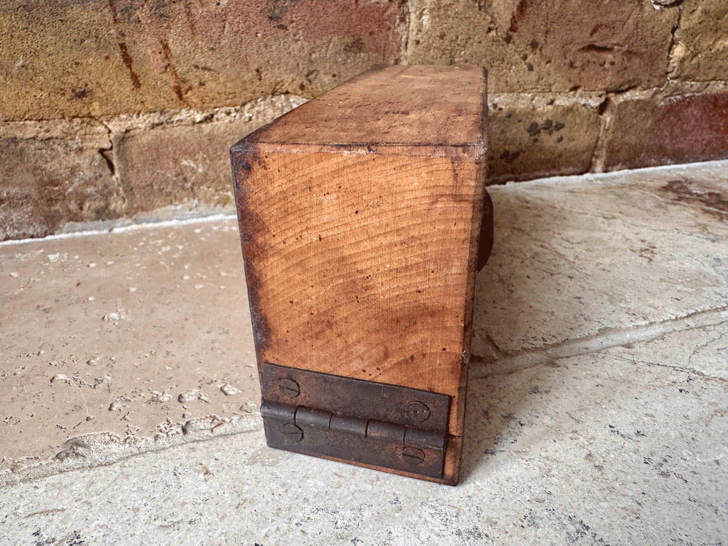 antique french rustic carved wooden treen butter mould brick grazing cow