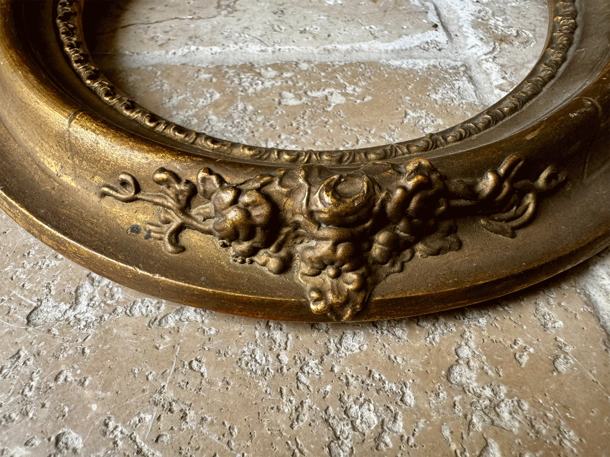 antique french carved gold gilt wooden oval frame