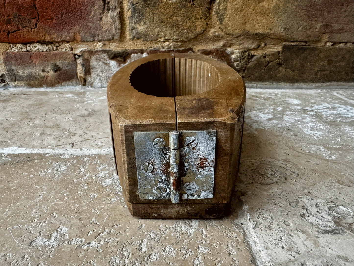 antique french carved wooden treen butter brick mould grazing cow