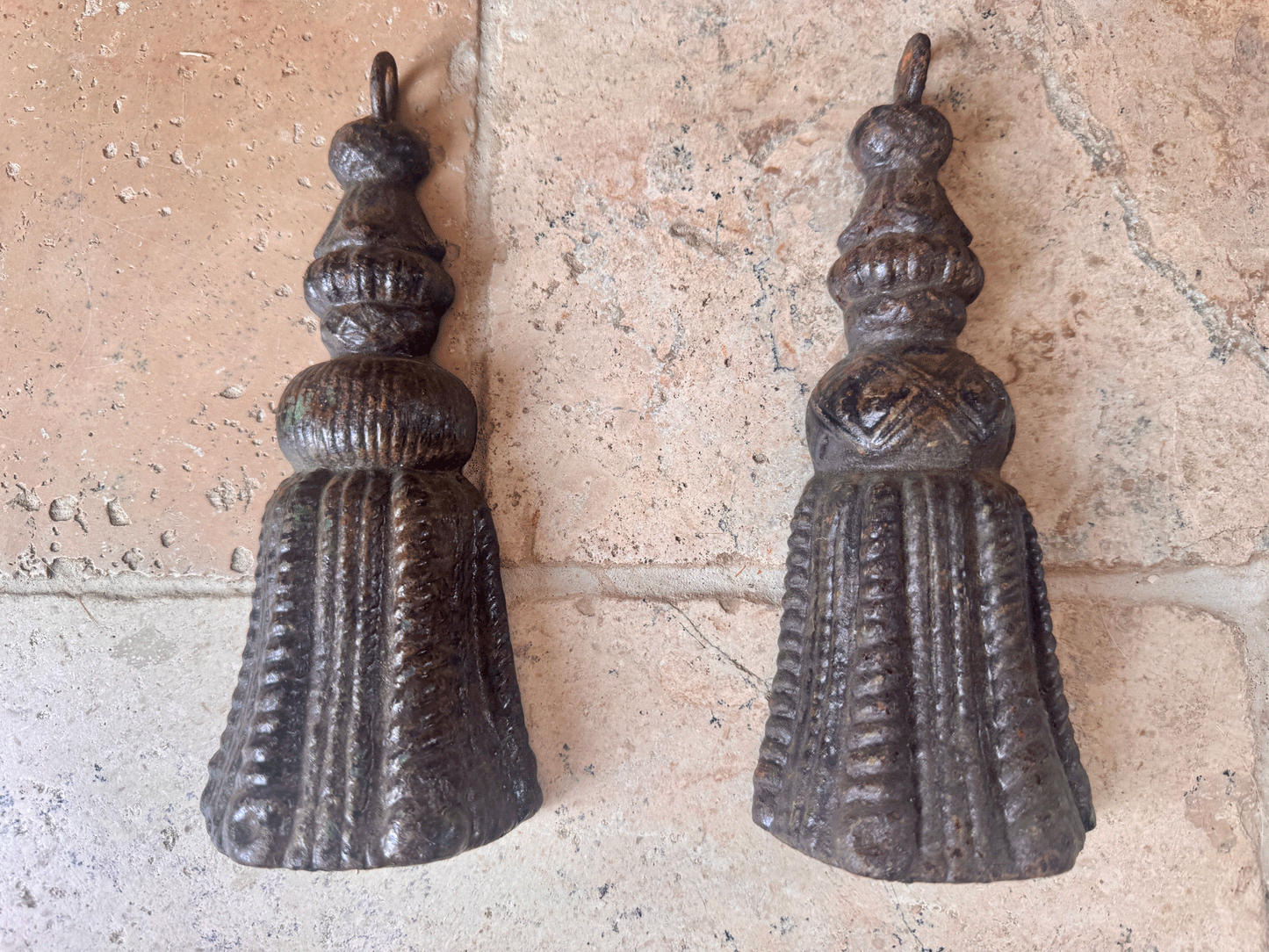 antique french heavy cast iron 19th century passementerie tassel shaped large curtain weight