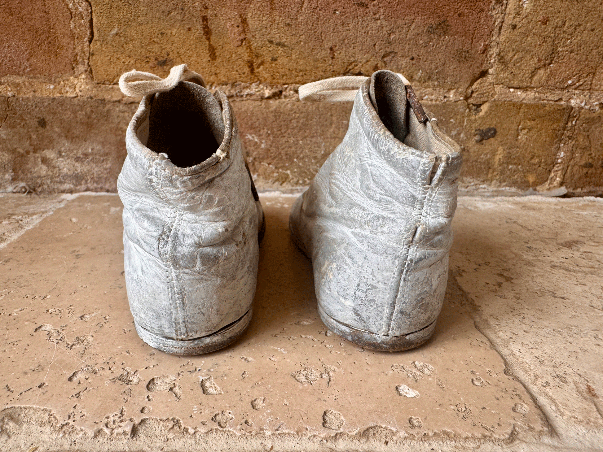 antique vintage french chalked children boots shoes whitewash nursery bedroom decor shelf styling prop