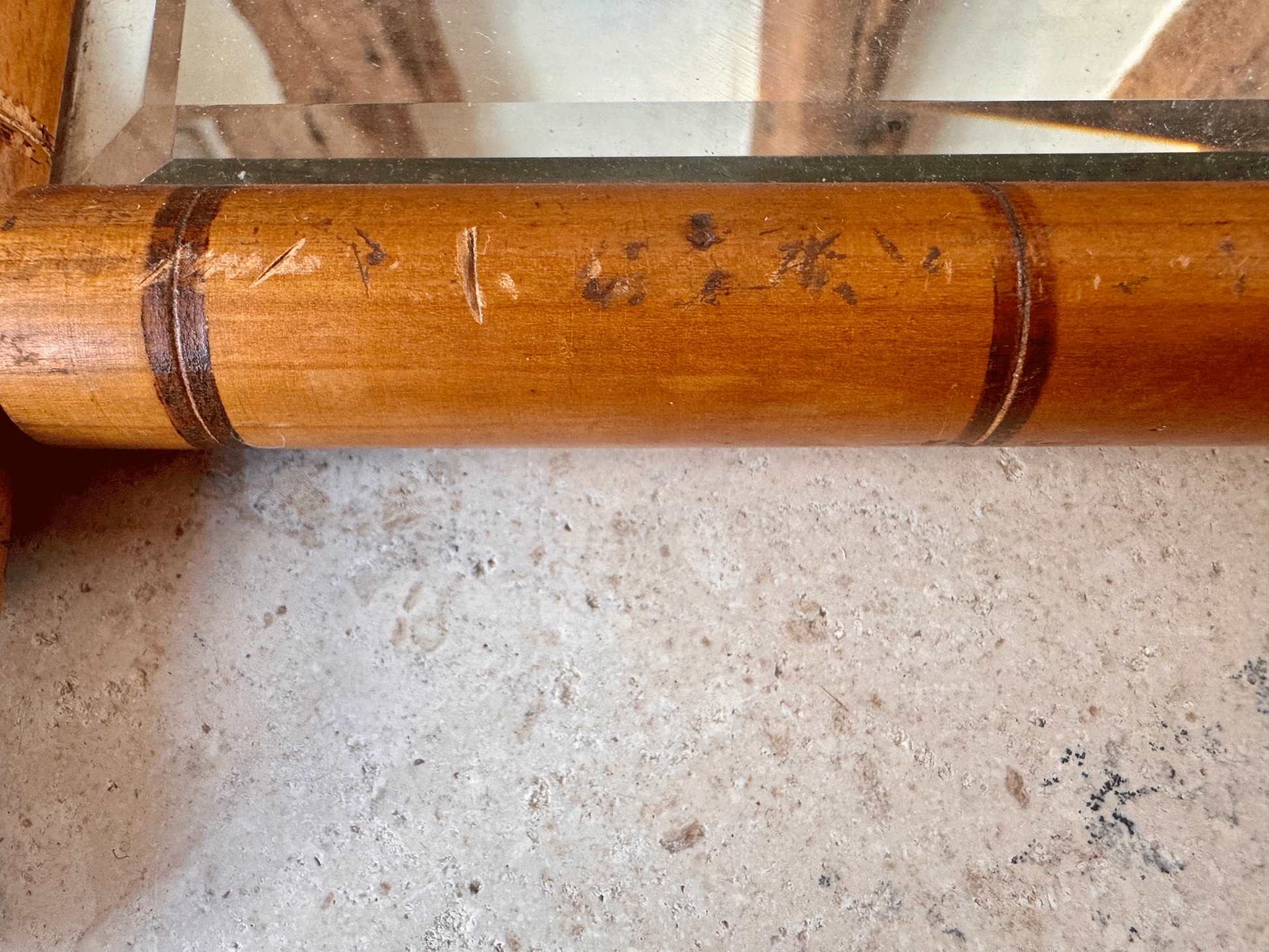antique frennch wooden chinoiserie faux bamboo mirror bevel edged