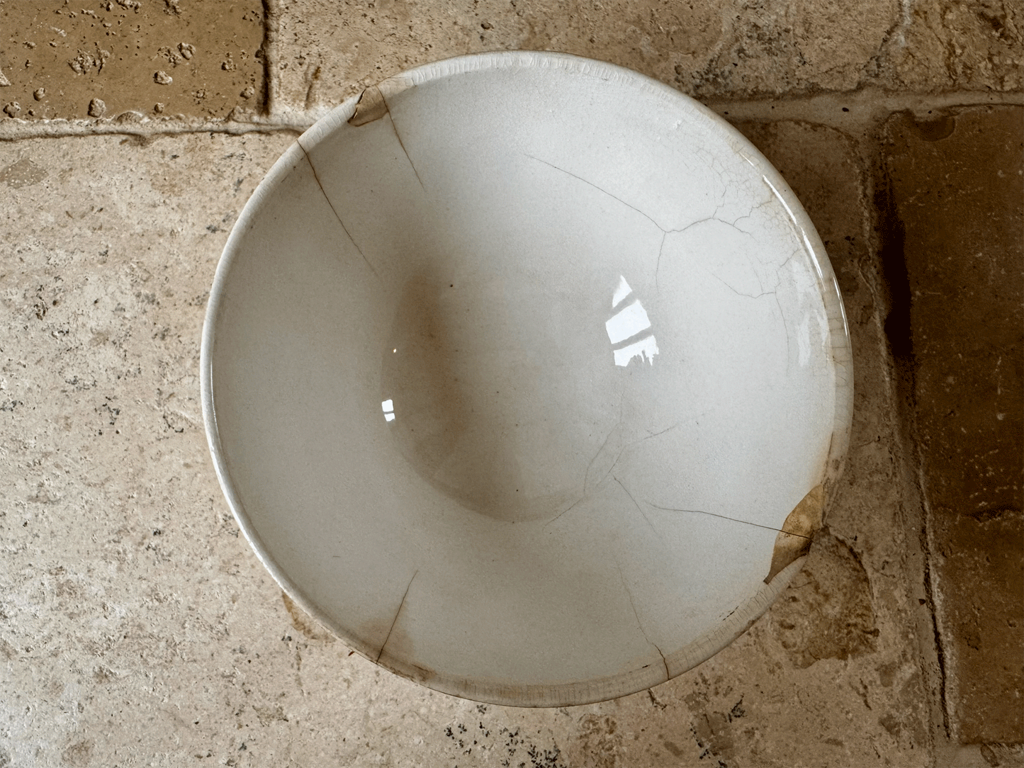 chippy timeworn pastel pink antique ironstone terre de fer st amand cafe au lait bowl