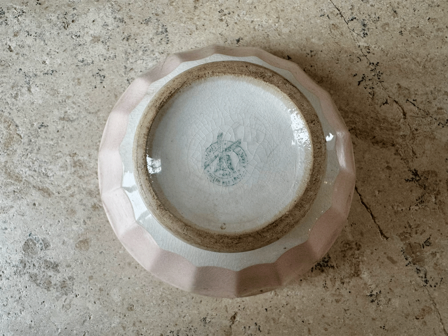 chippy timeworn pastel pink antique ironstone terre de fer st amand cafe au lait bowl