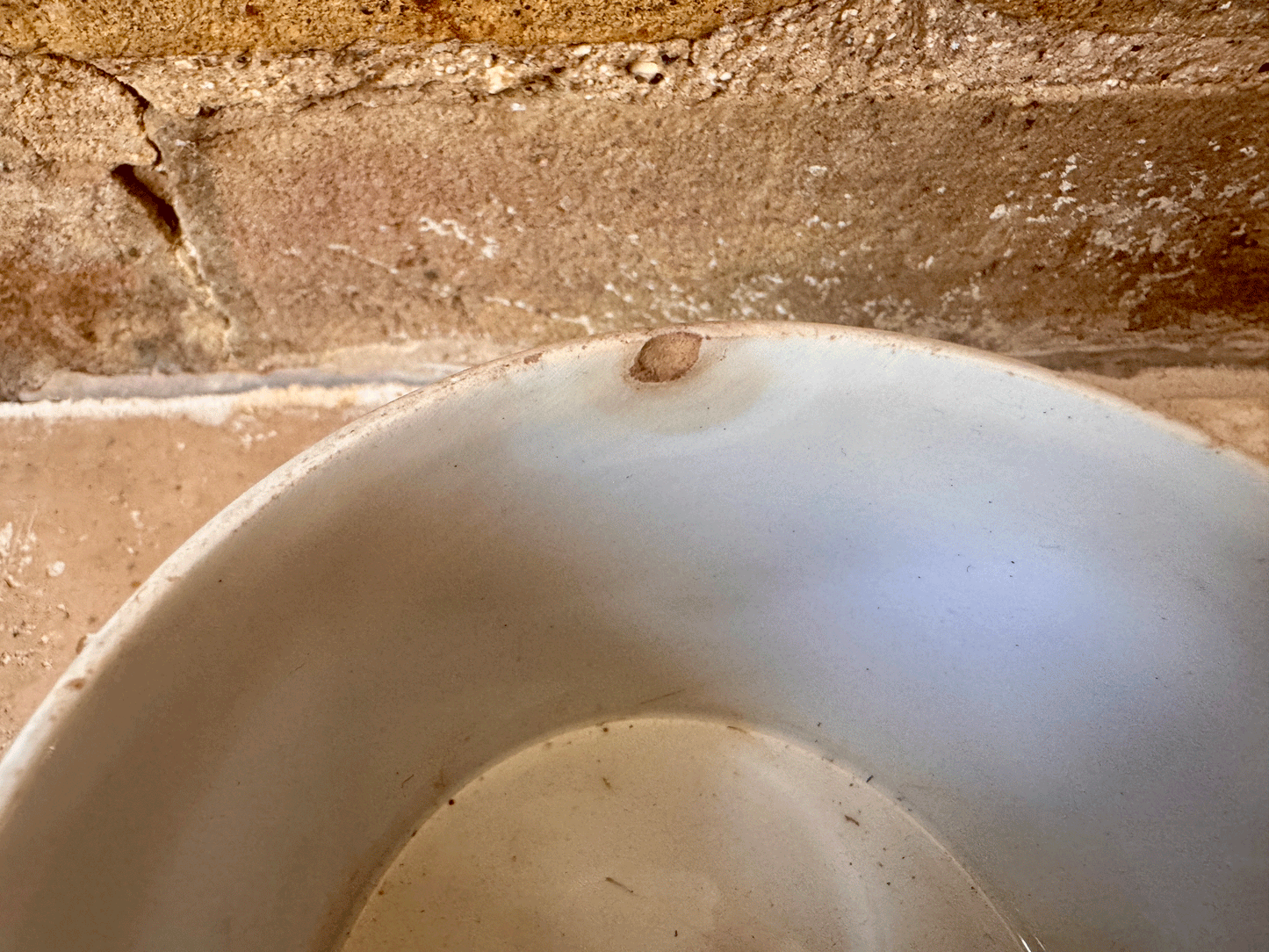 antique french chippy timeworn buttery white ironstone terre de fer confiture pot
