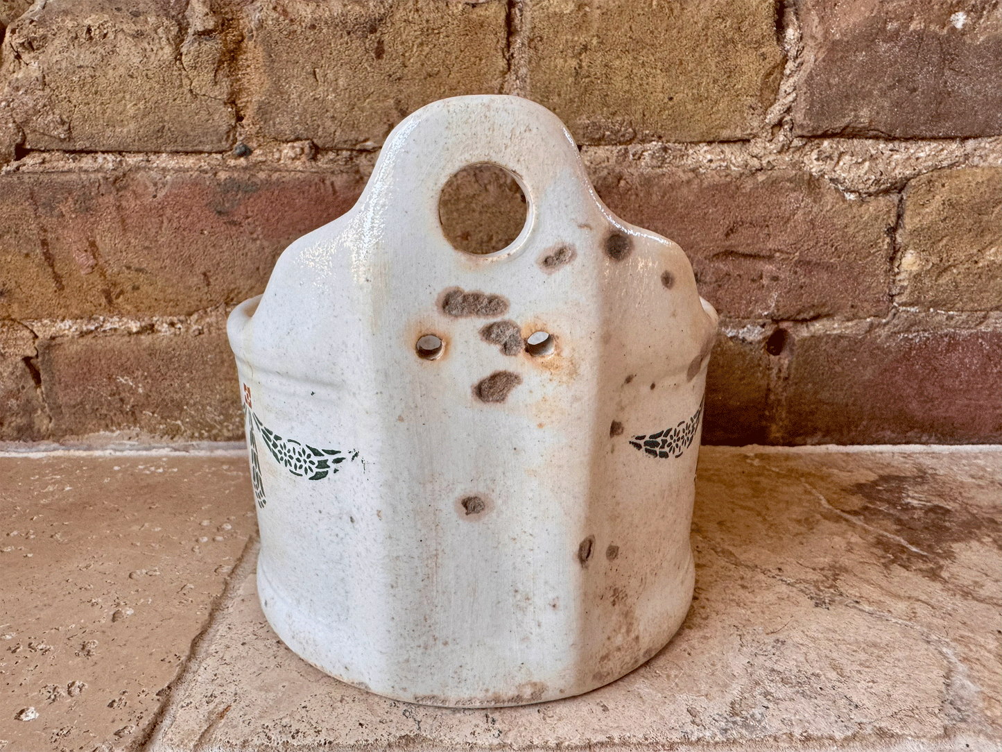 antique french rustic chippy timeworn sel salt pot cellar stoneware box