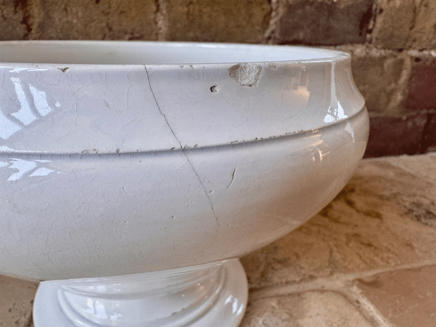 antique french large plain white ironstone soupiere planter sarreguemines