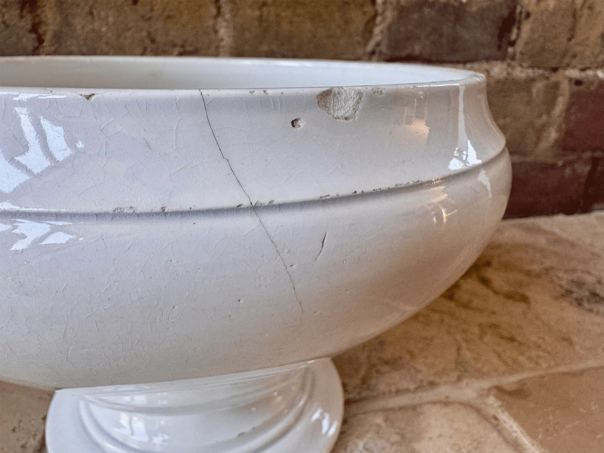 antique french large plain white ironstone soupiere planter sarreguemines