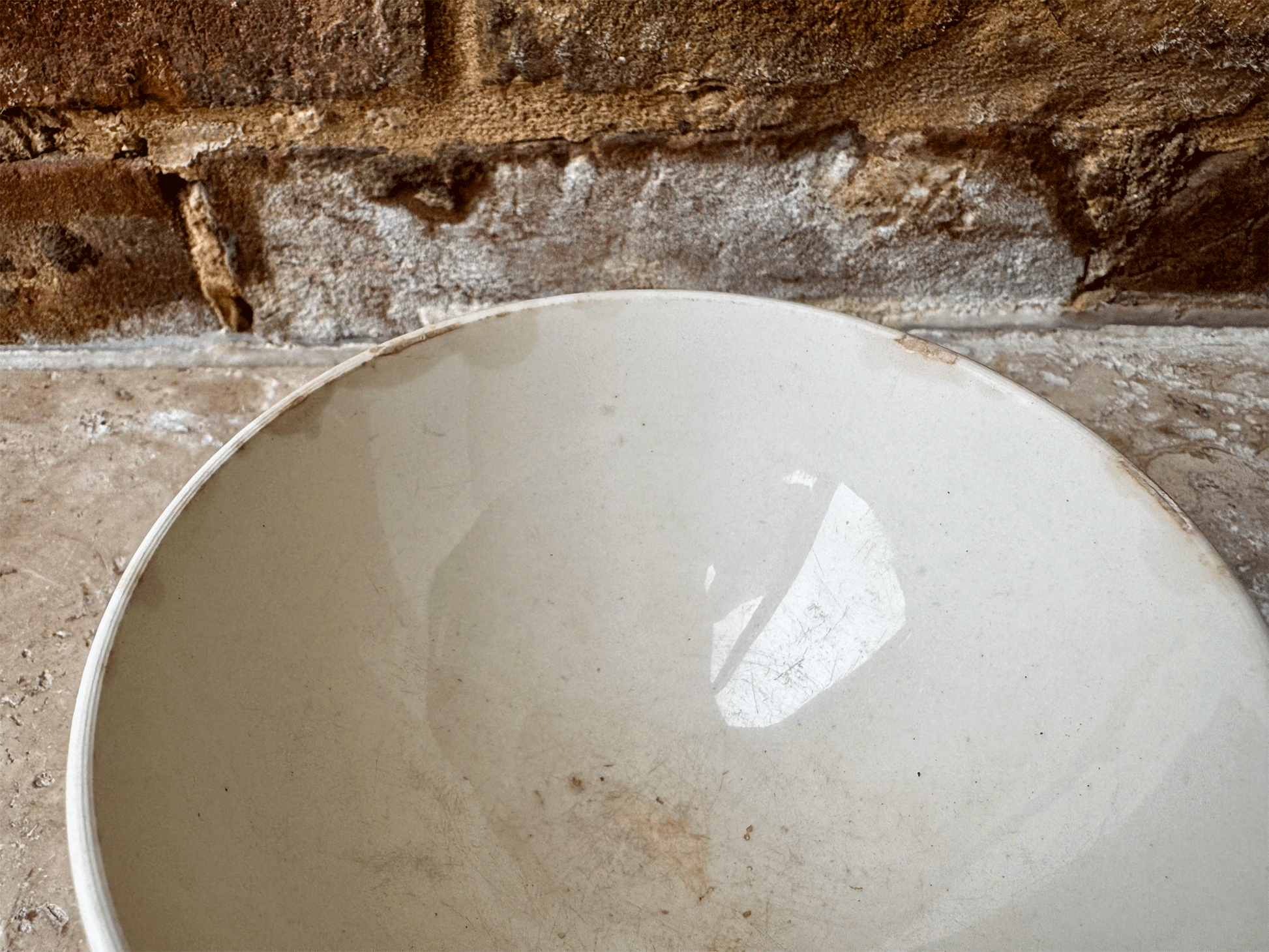 antique french white ironstone cafe au lait bowl ribbed footed