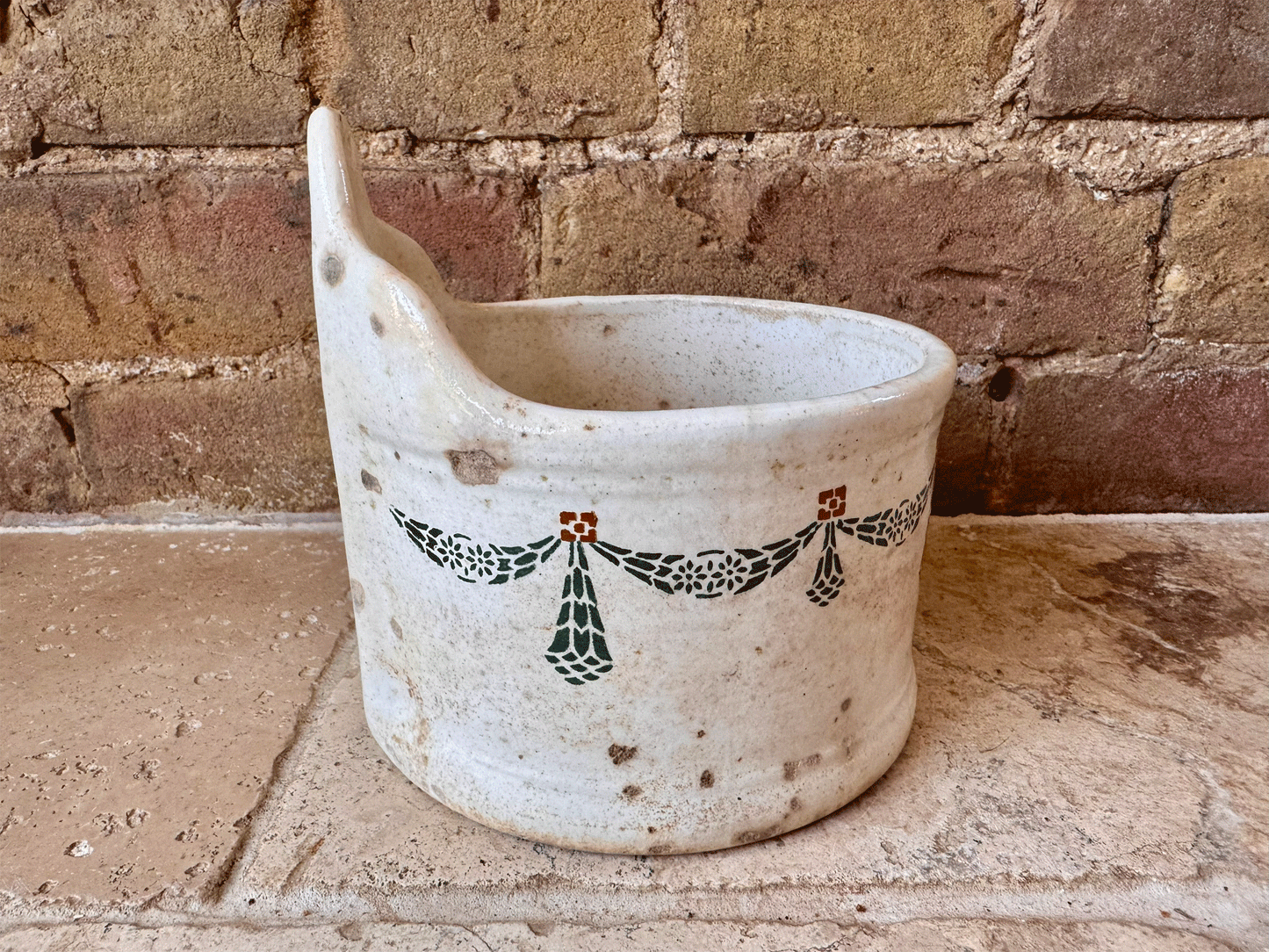 antique french rustic chippy timeworn sel salt pot cellar stoneware box