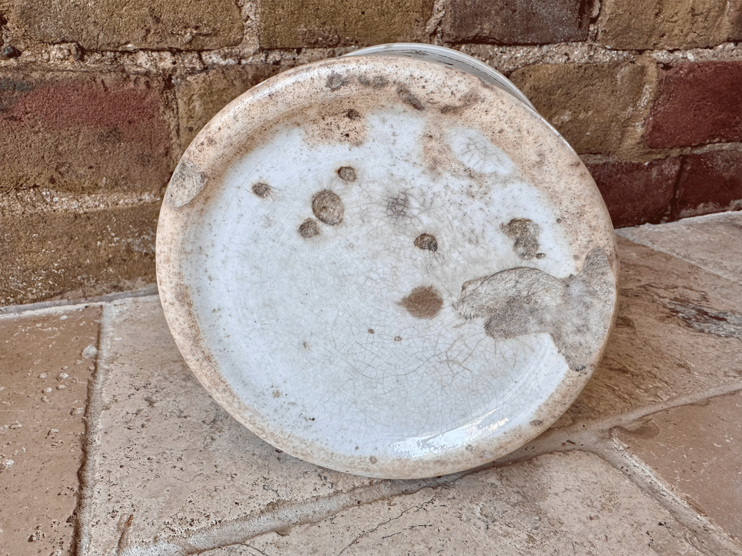 antique french rustic chippy timeworn sel salt pot cellar stoneware box