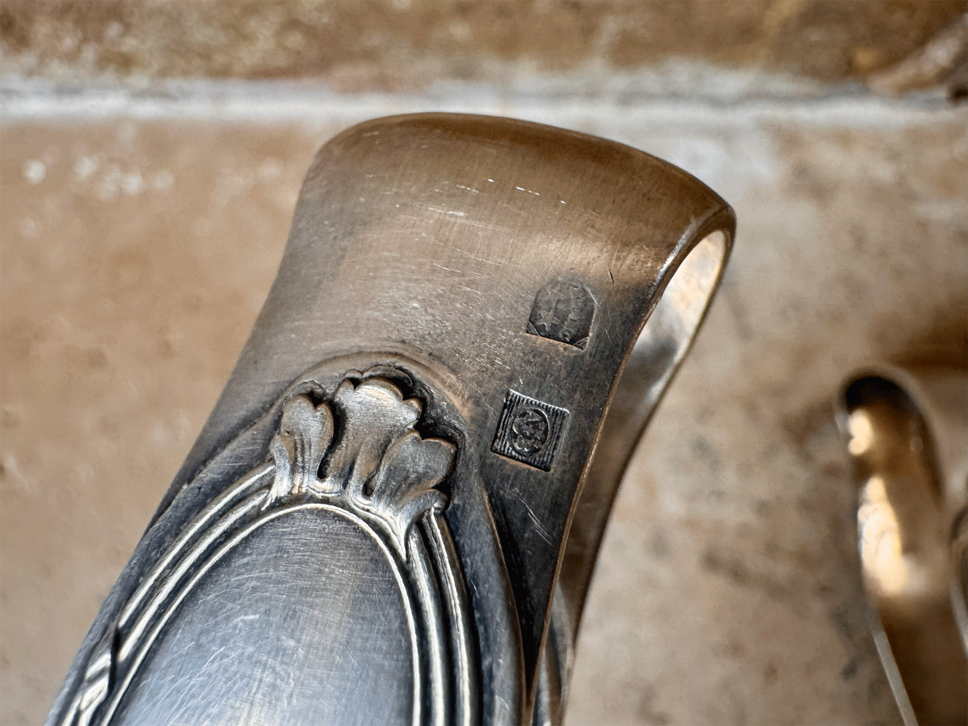 atique french silver plated sugar tong lion feet clasps bows ribbos christofle