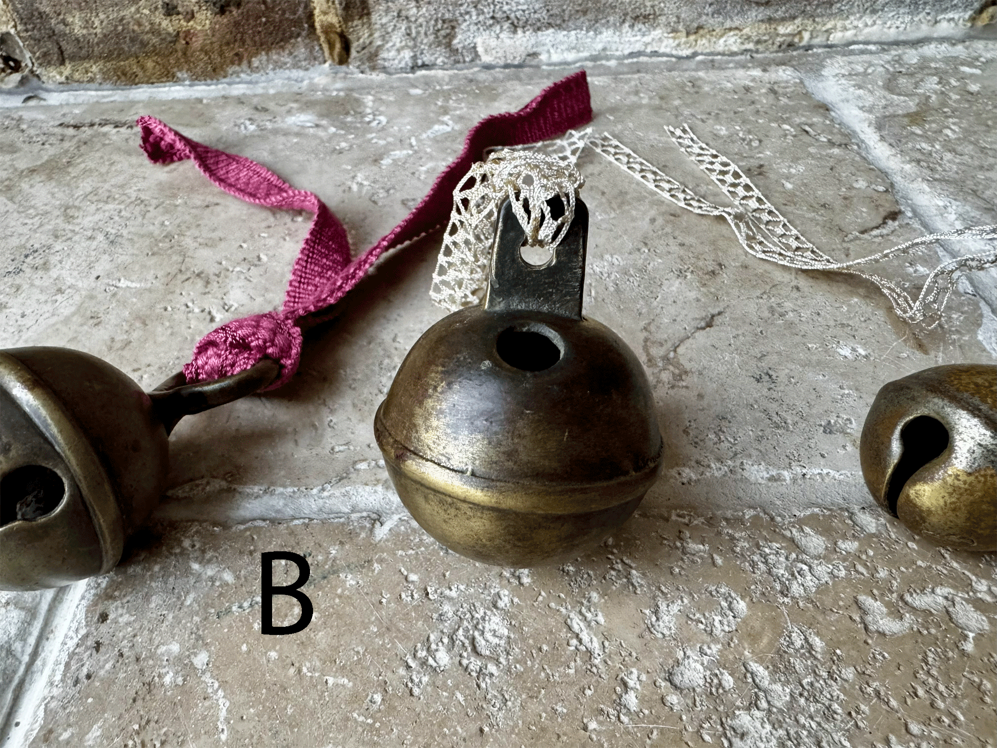 rustic antique french cow bell christmas decoration vintage lace ribbon