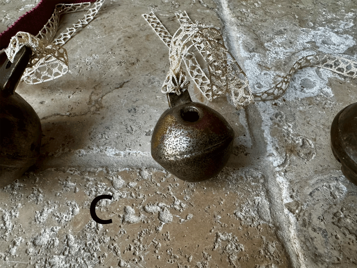 rustic antique french cow bell christmas decoration vintage lace ribbon