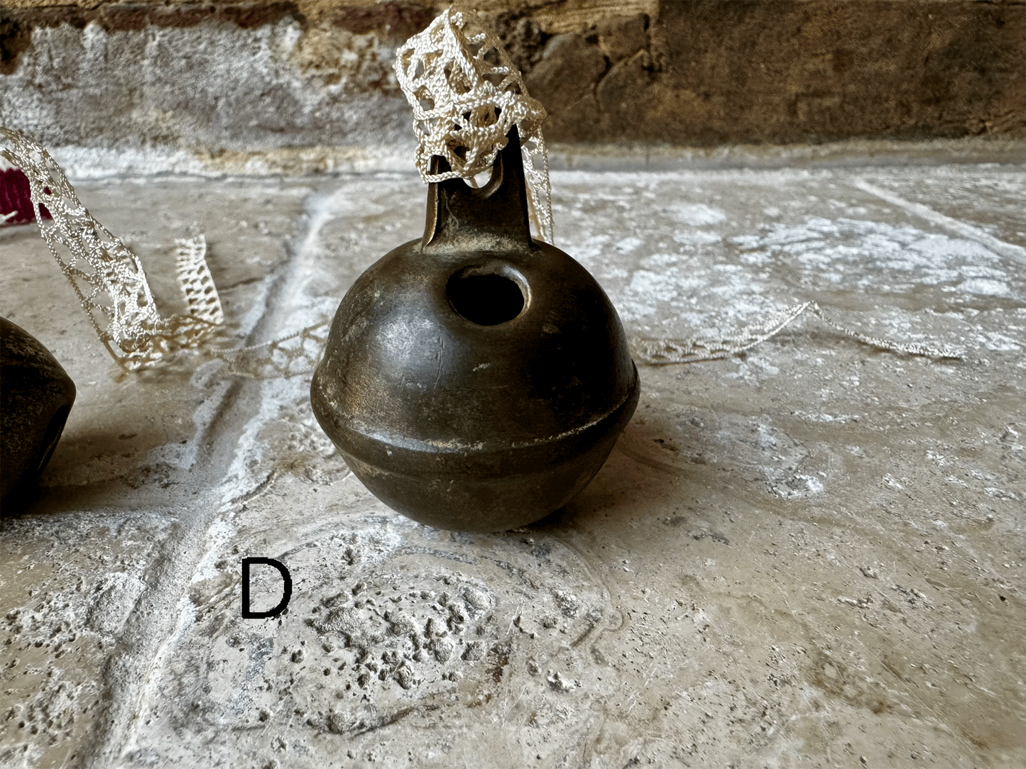 rustic antique french cow bell christmas decoration vintage lace ribbon