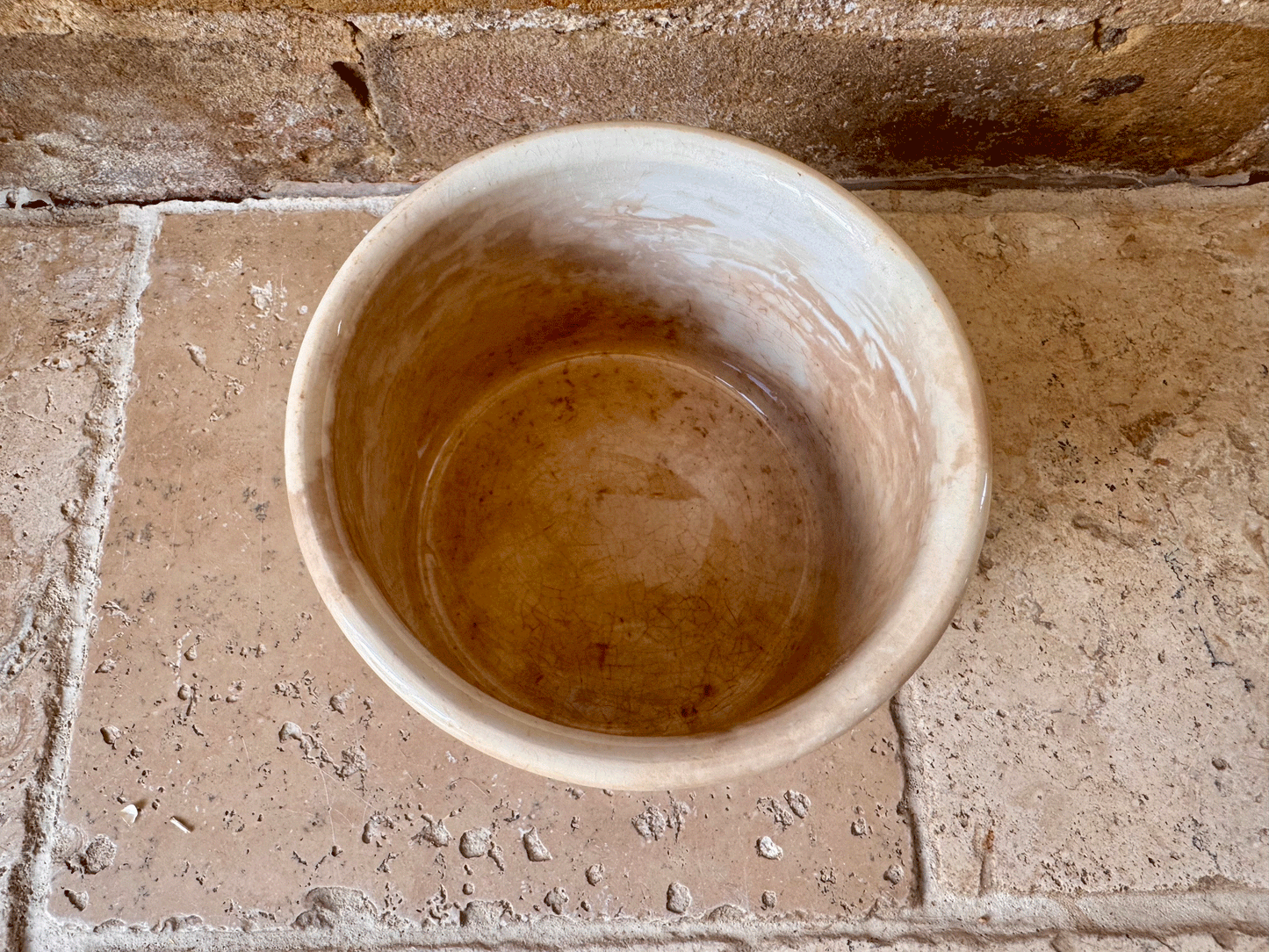antique french stained worn weathered ironstone confiture pot digoin sarreguemines