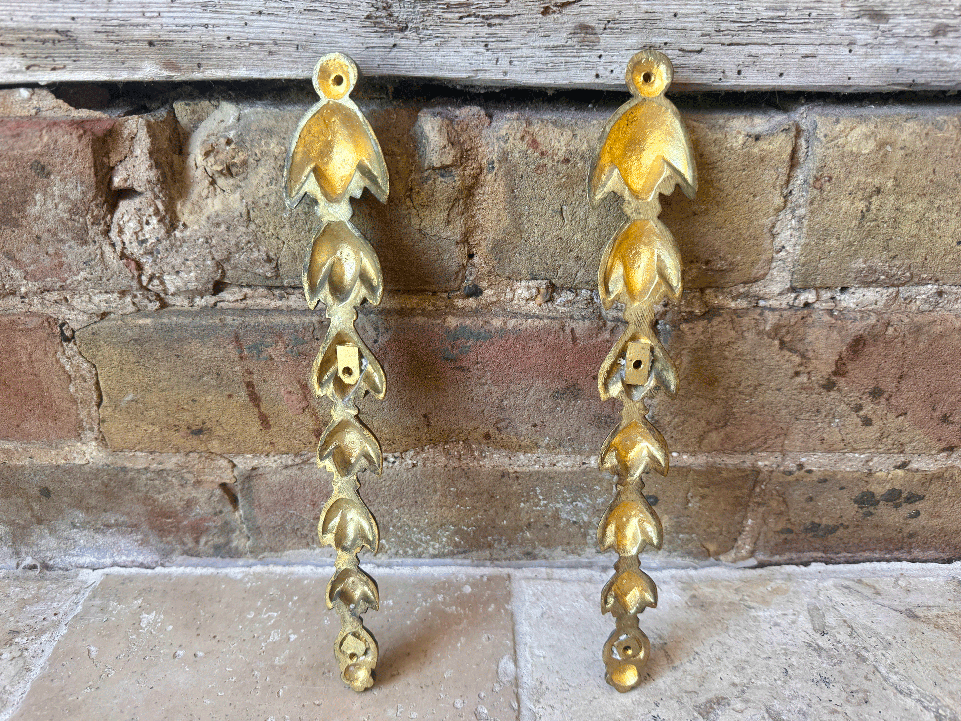 vintage french gilded gilt brass wall door backpanel plate plaque hanging