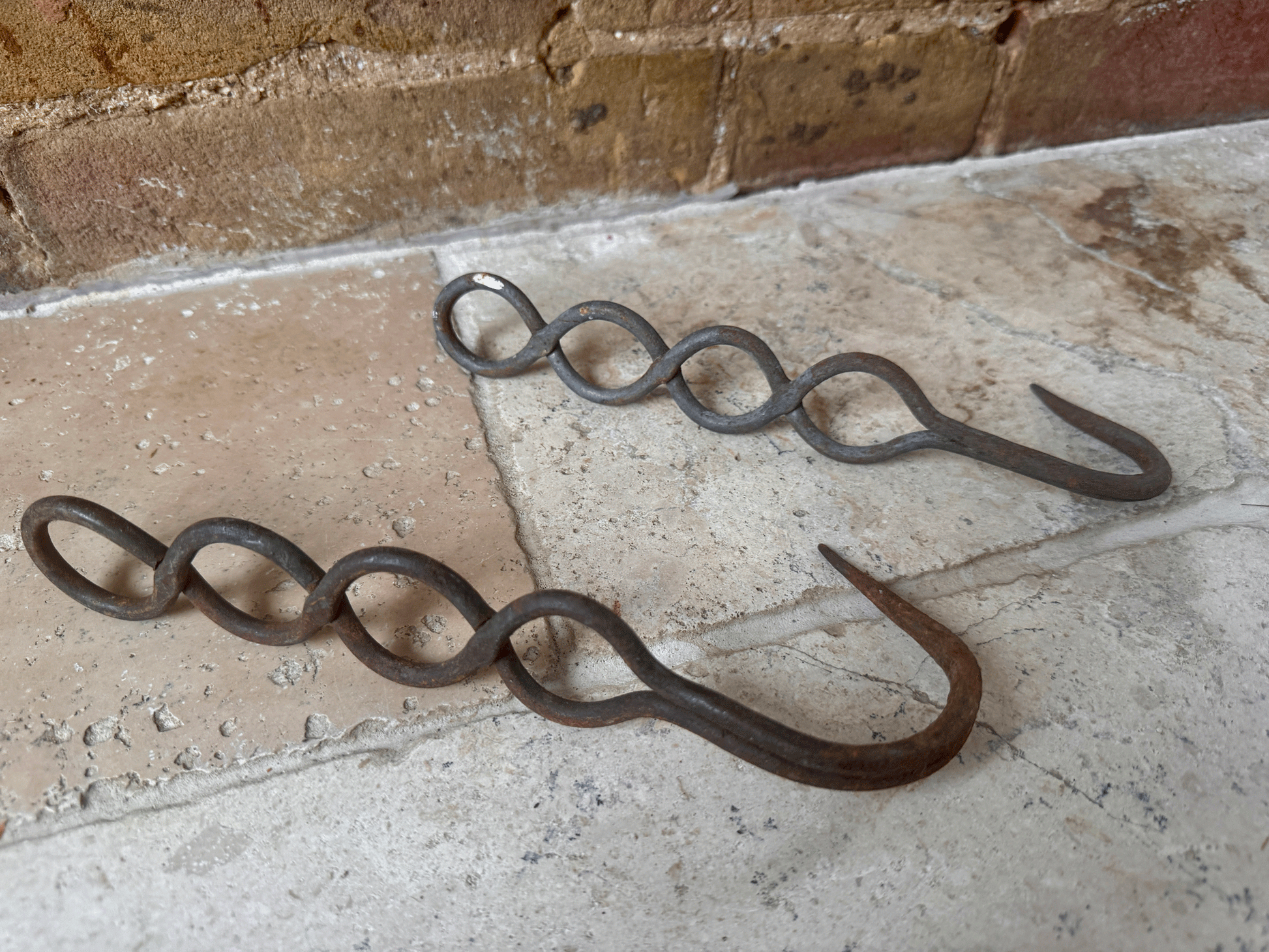 vintage french rustic industrial cast iron butchers metal meat hook