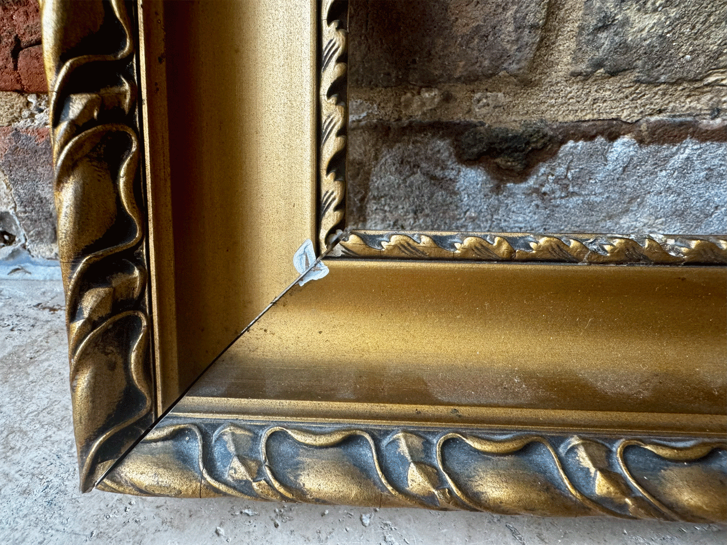 antique french gilt edged rectangular wooden picture frame