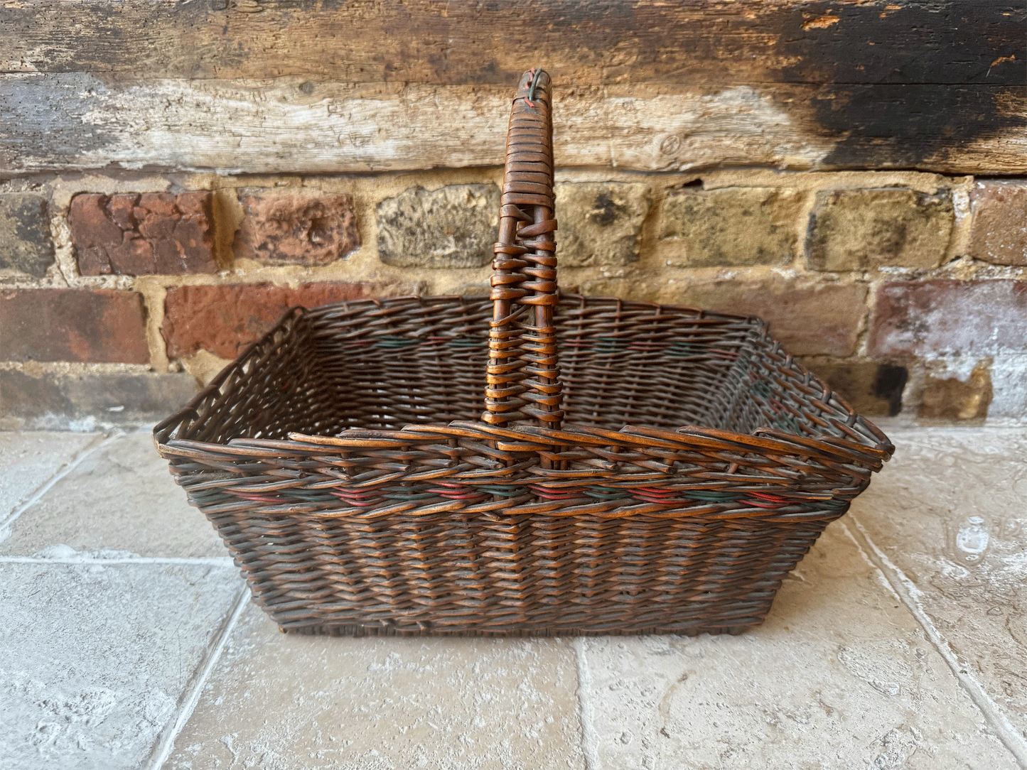 antique french wicker shopper shopping basket garden market trug