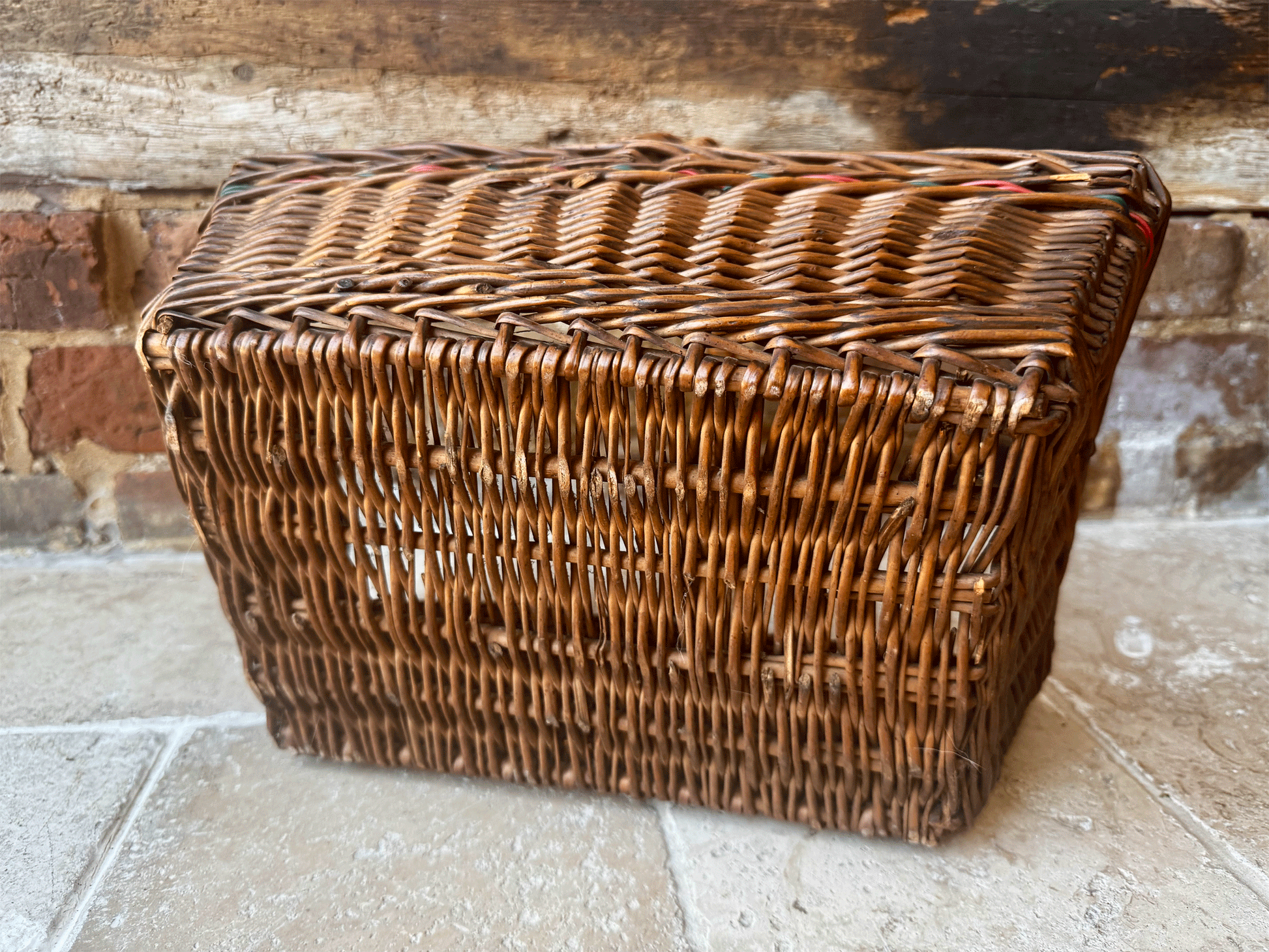 antique french wicker shopper shopping basket garden market trug