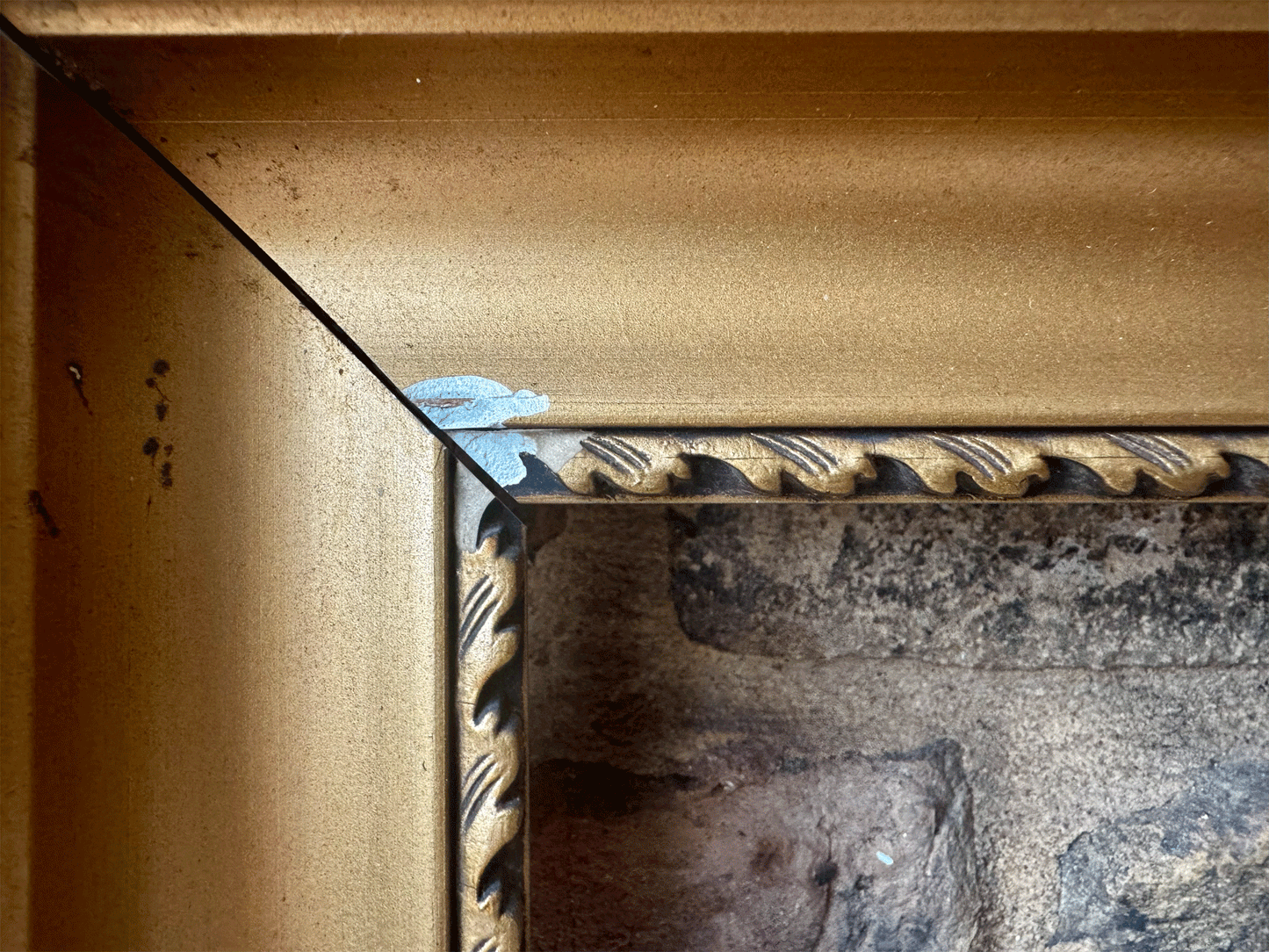 antique french gilt edged rectangular wooden picture frame