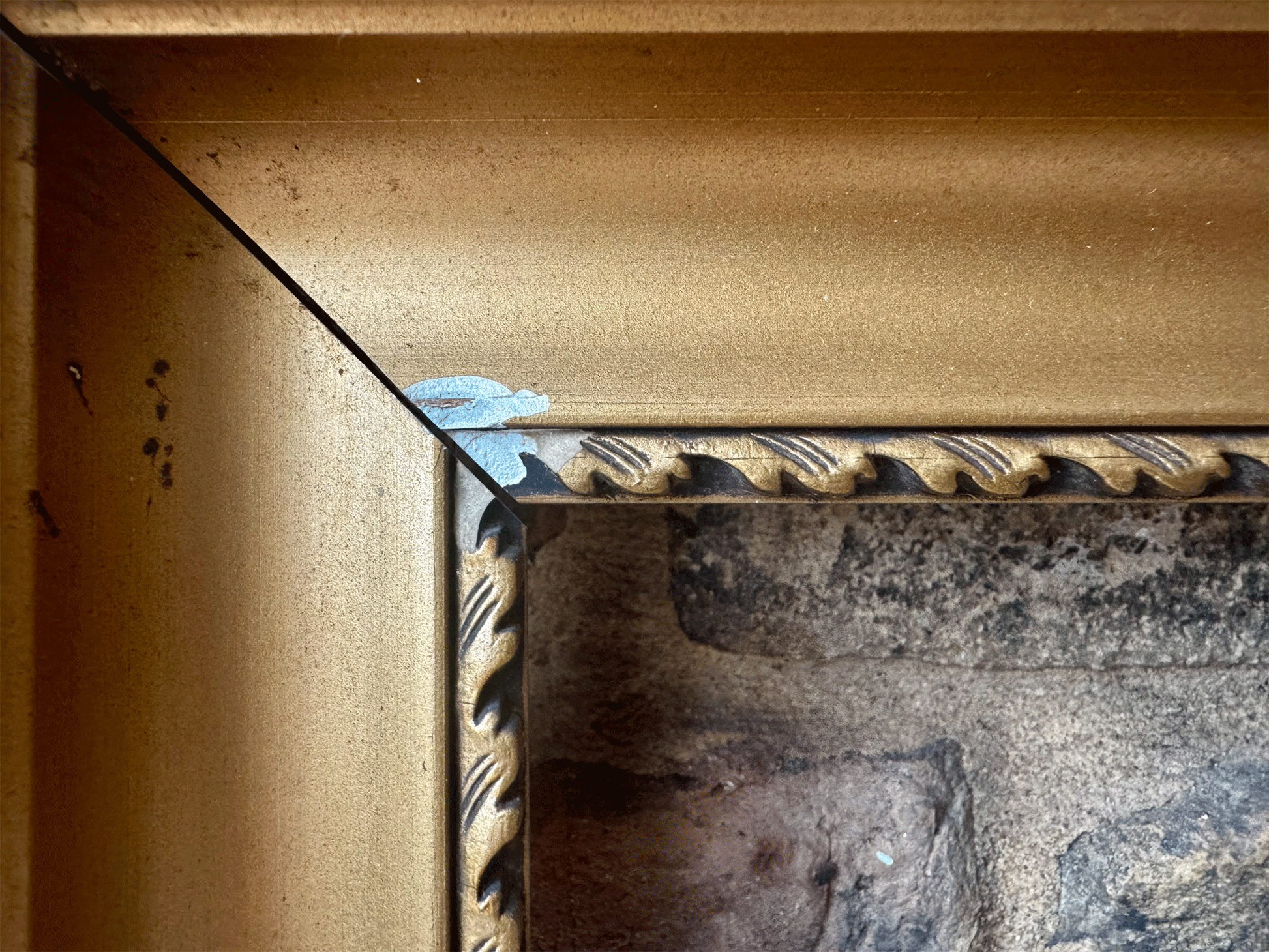 antique french gilt edged rectangular wooden picture frame