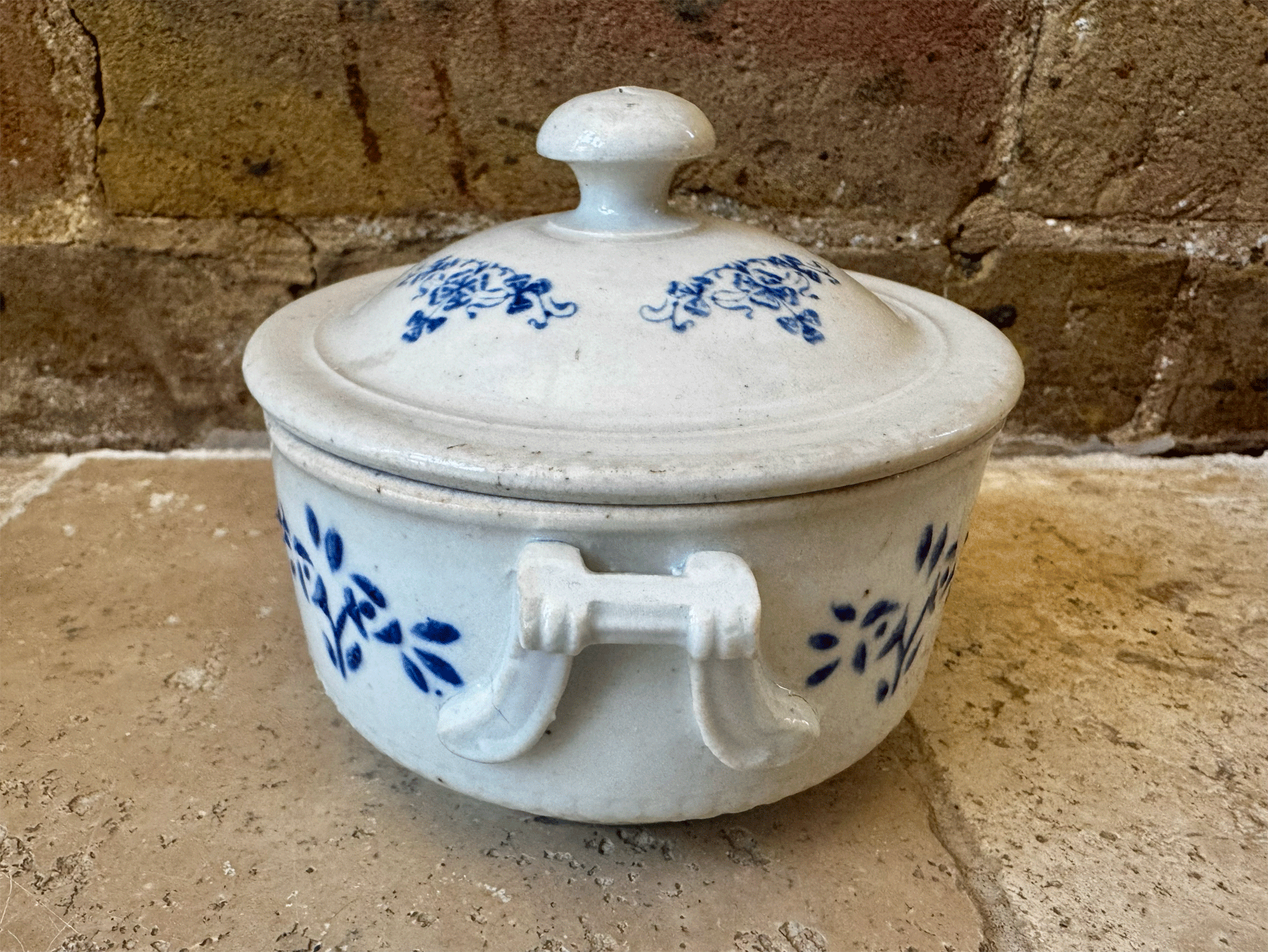 antique french small miniature rare lidded st uze earthenware tureen soupiere