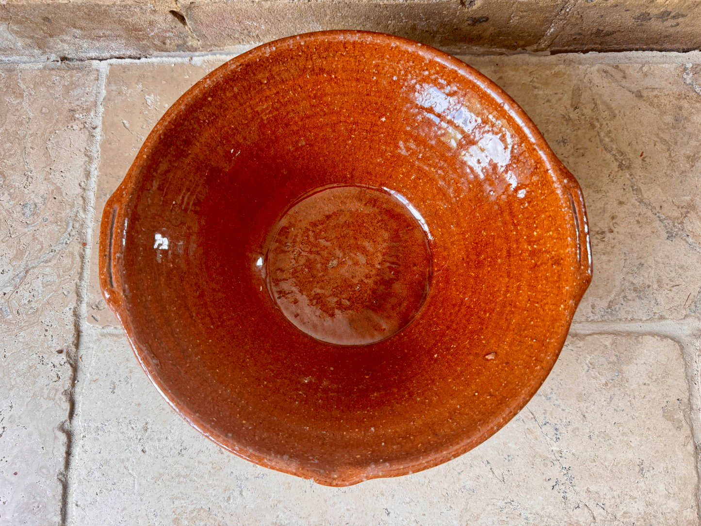 rustic antique french glazed mixing bowl tian pancheon earthenware terracotta dairy pan