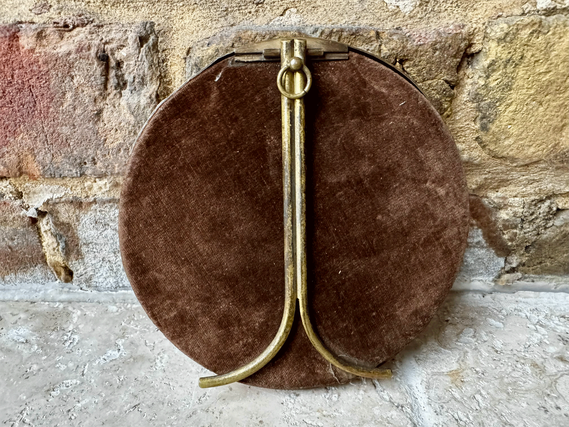 antique french small brass easel backed framed floral still life oil painting