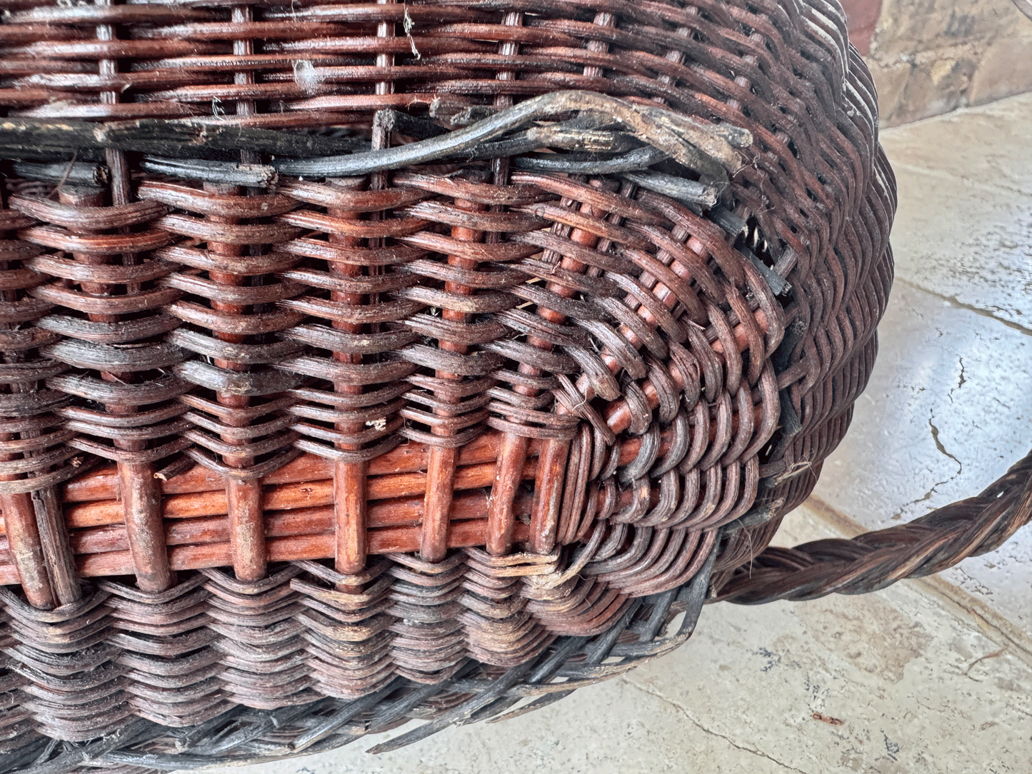 antique french extra large 19th century rustic fishing creel shopping bressan basket