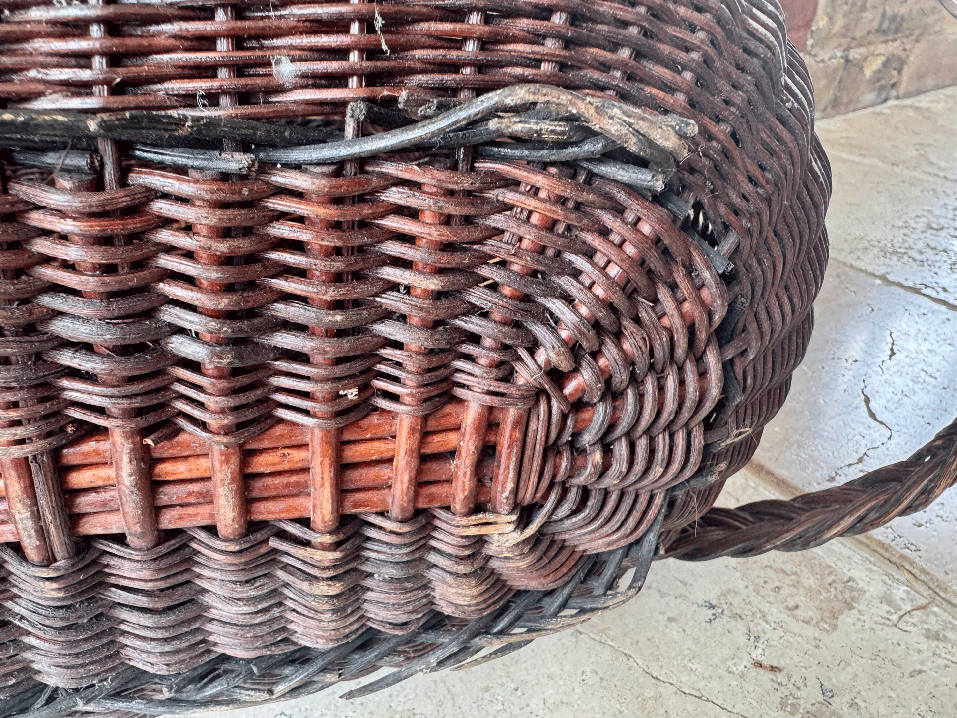 antique french extra large 19th century rustic fishing creel shopping bressan basket
