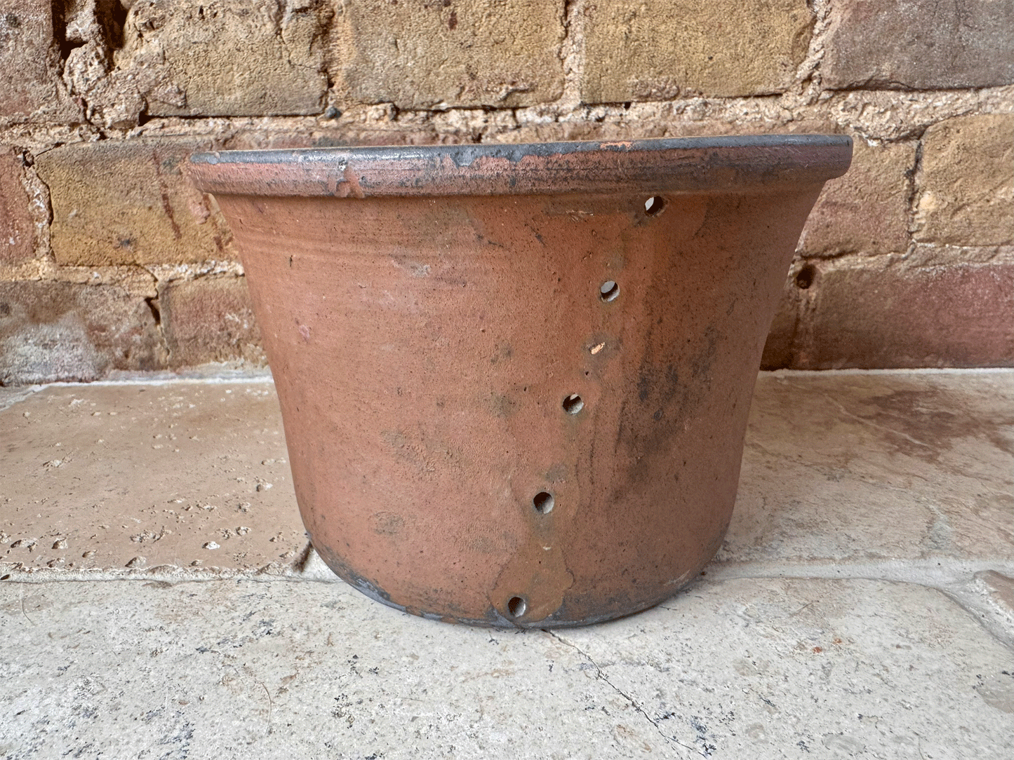 huge extra large antique french pierced strainer faisselle cheese strainer rustic stoneware