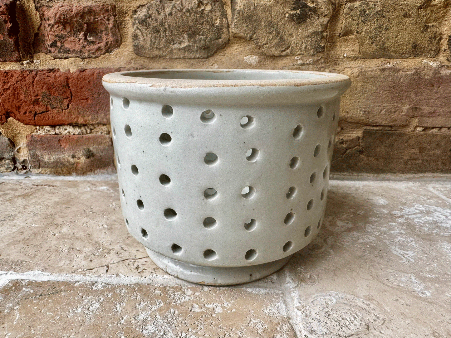 antique french huge extra large stoneware pierced drainer strainer faisselle cheese mould