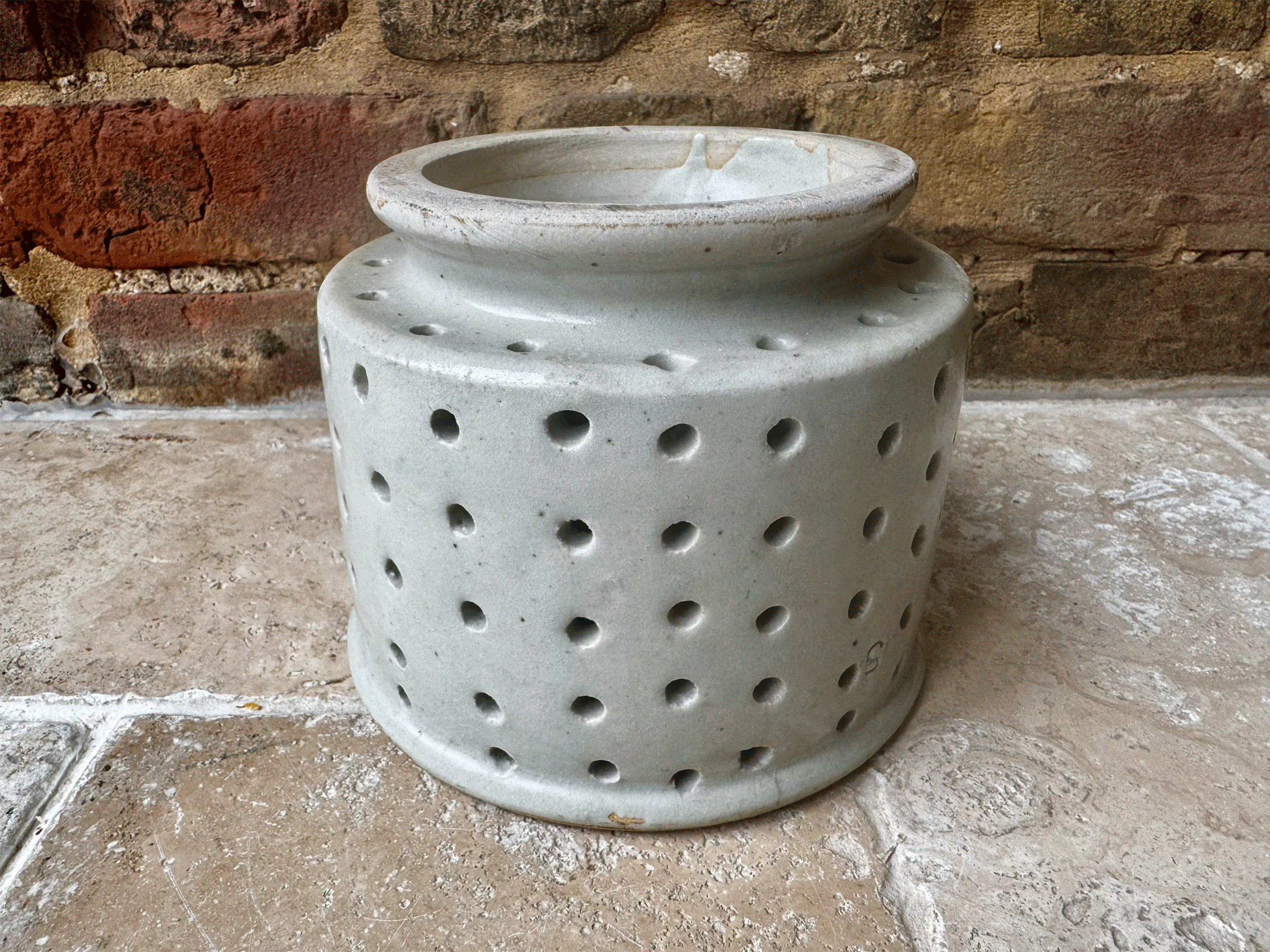 antique french huge extra large stoneware pierced drainer strainer faisselle cheese mould