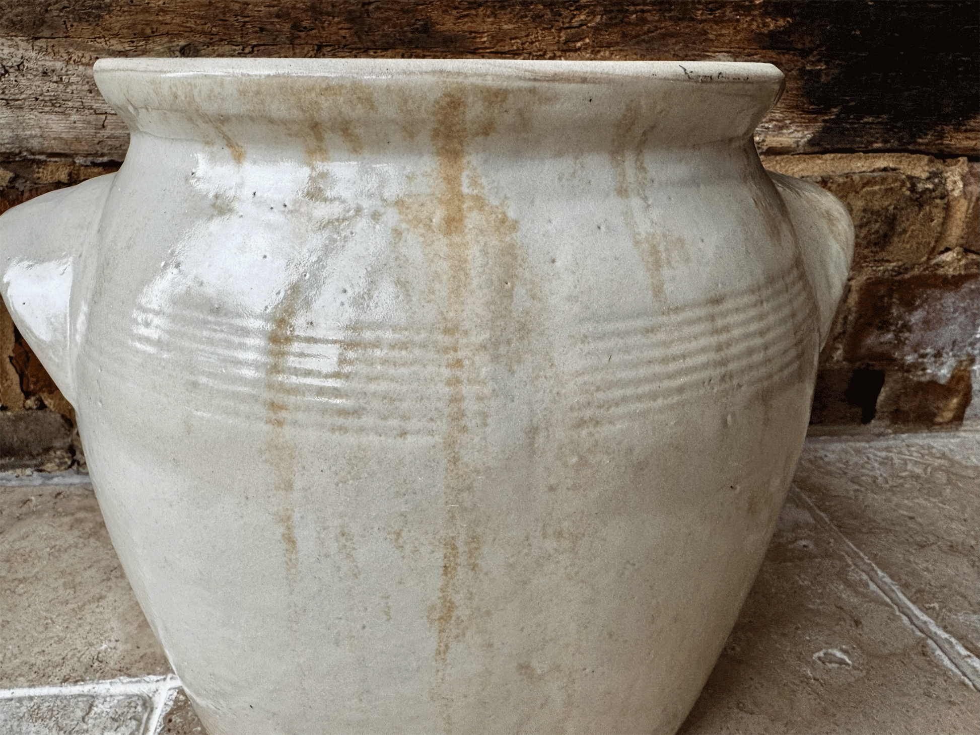 antique french rare extra large huge stoneware confit country preserve jar po