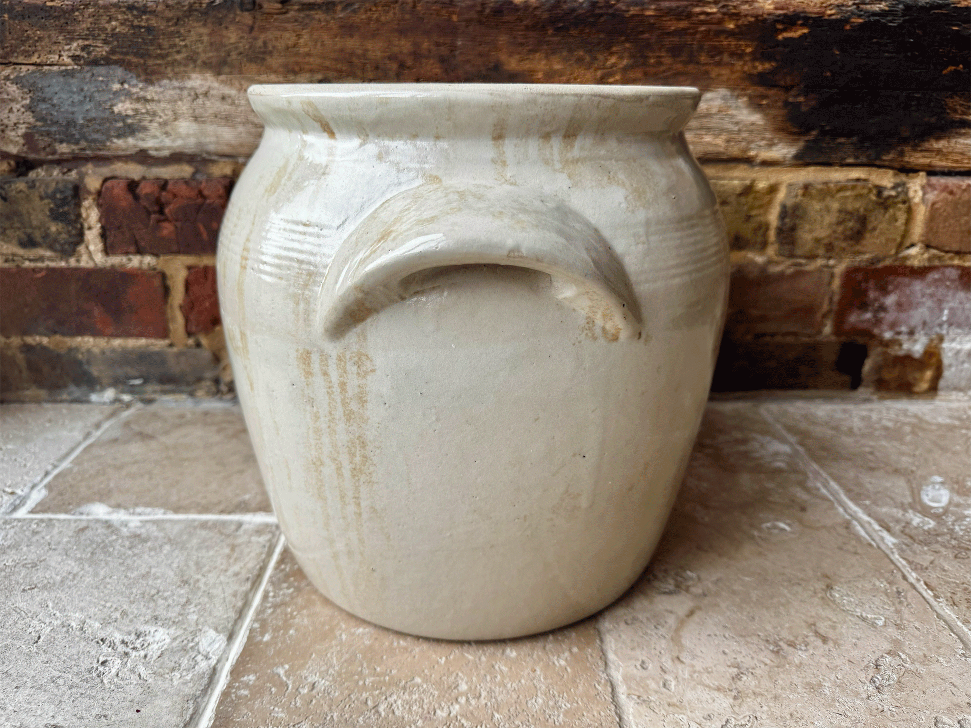 antique french rare extra large huge stoneware confit country preserve jar po