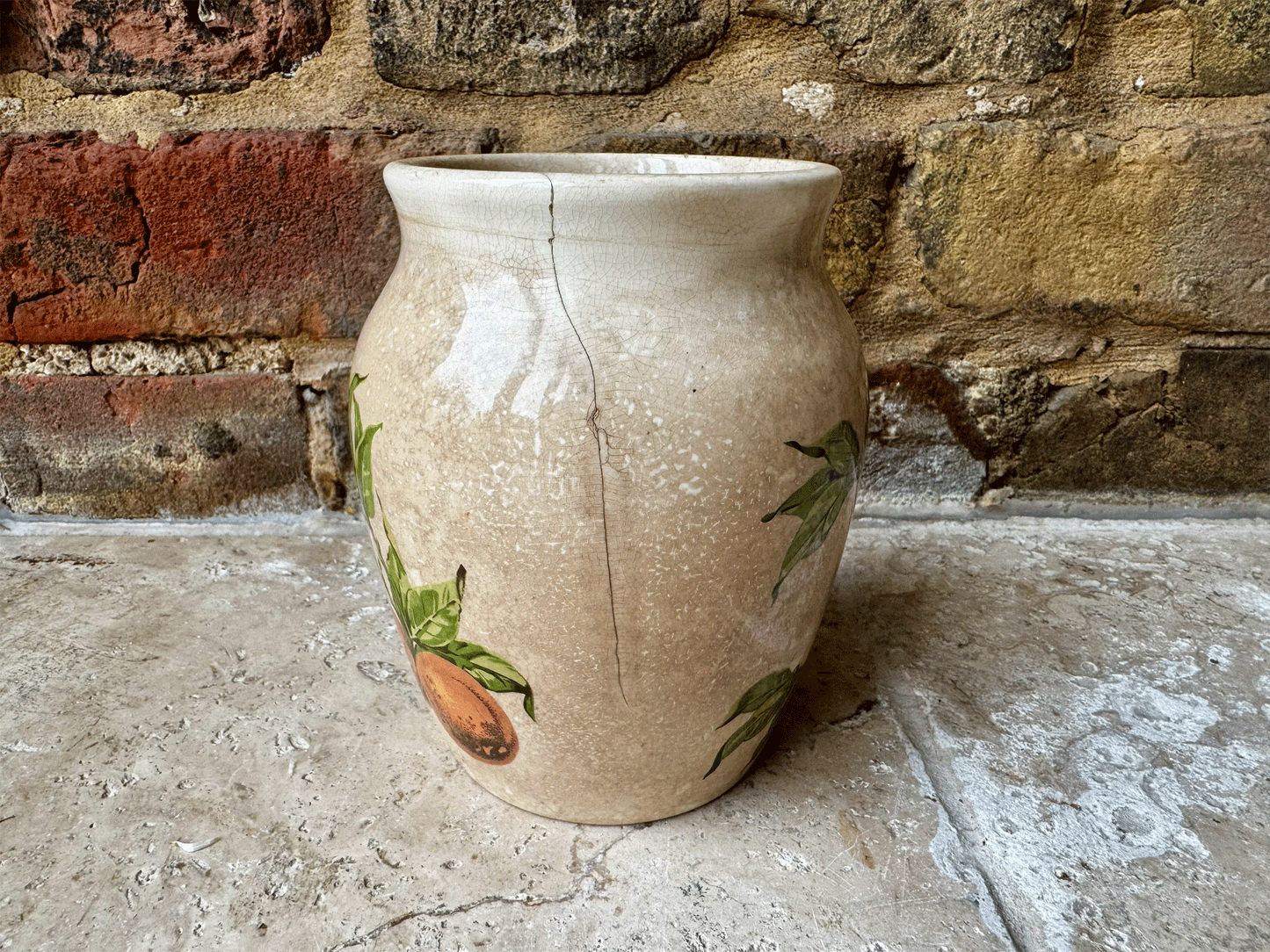 antique french large ironstone advertising pot picon confitures oranges