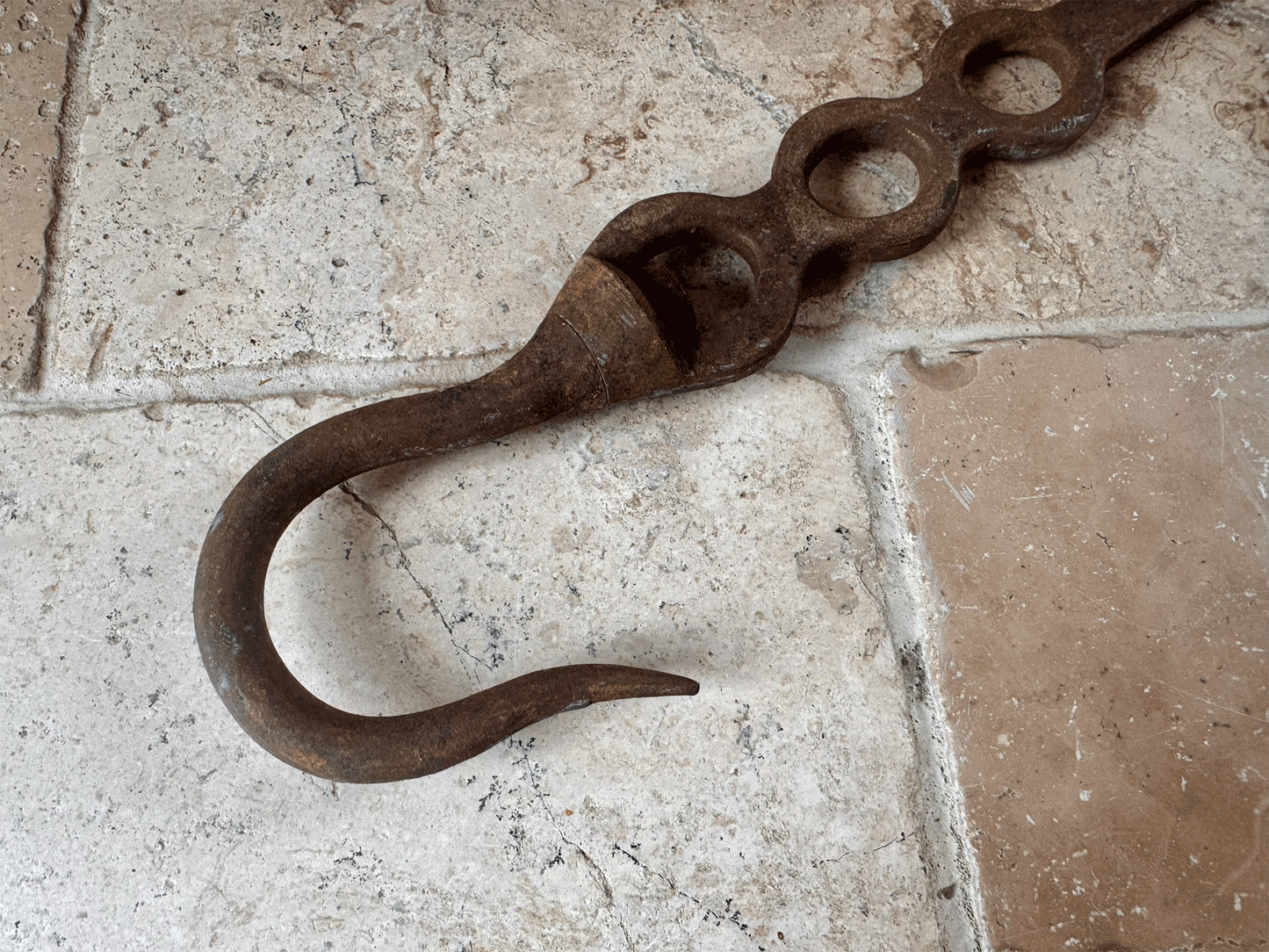 antique french 19th century extra large butchers meat hook cast iron