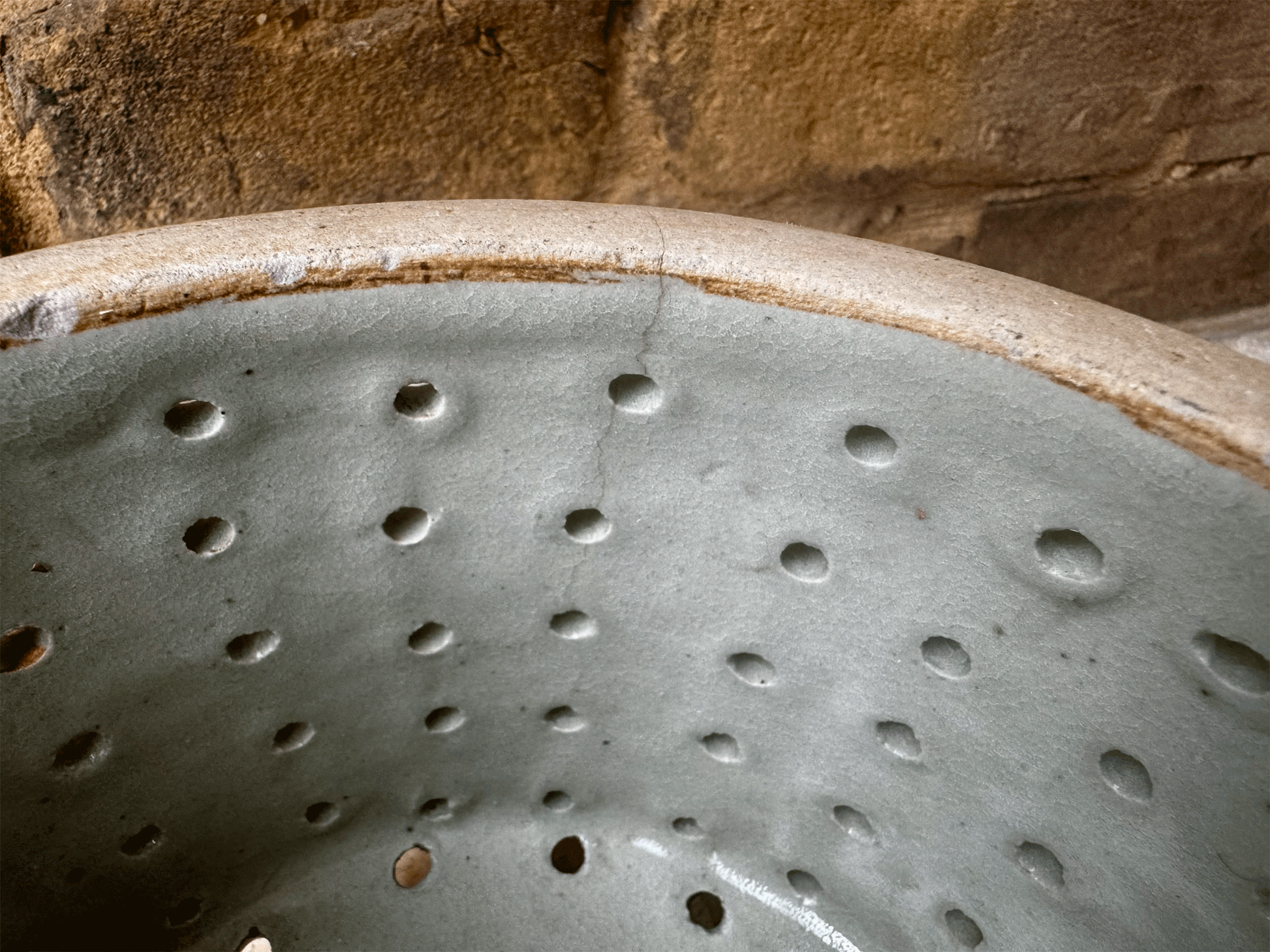 antique french huge extra large stoneware pierced drainer strainer faisselle cheese mould