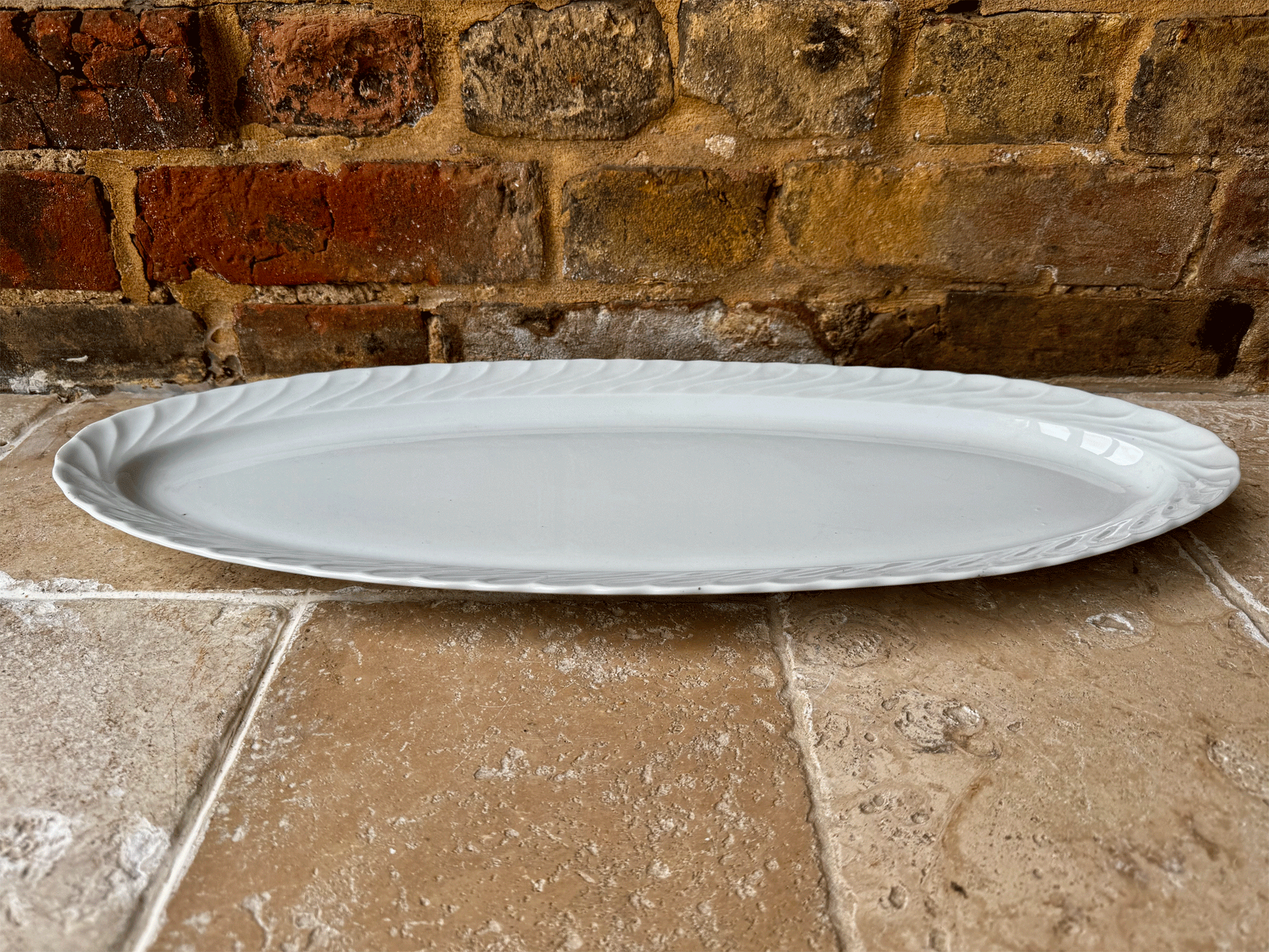 extra large antique french white ironstone fish plate platter