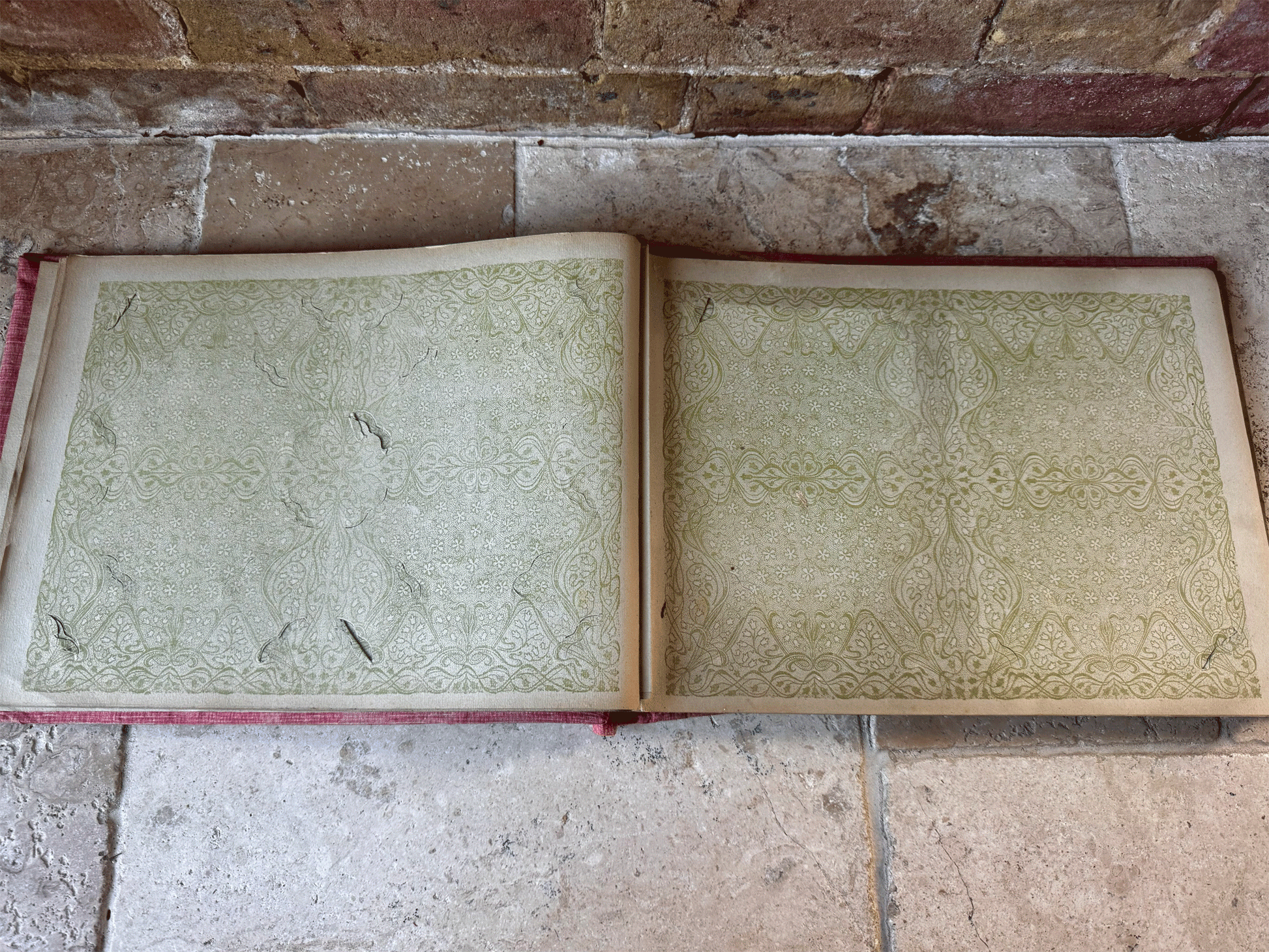 antique french large cartes postales scrapbook aged weathered worn