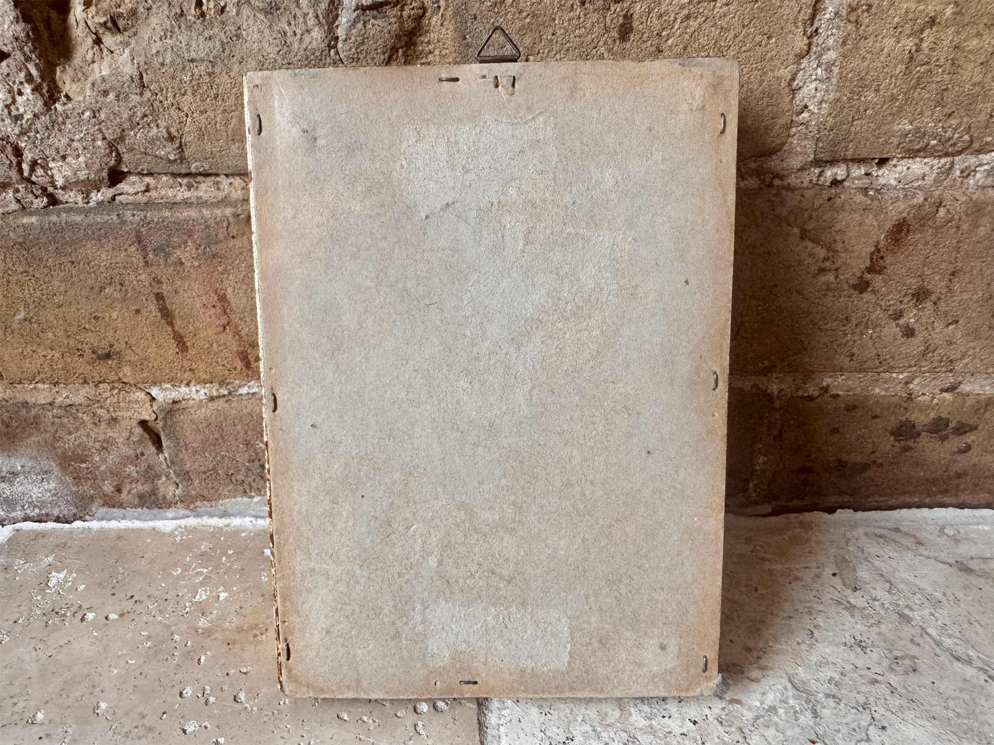 antique french small framed oil painting board floral composition still life blue vase