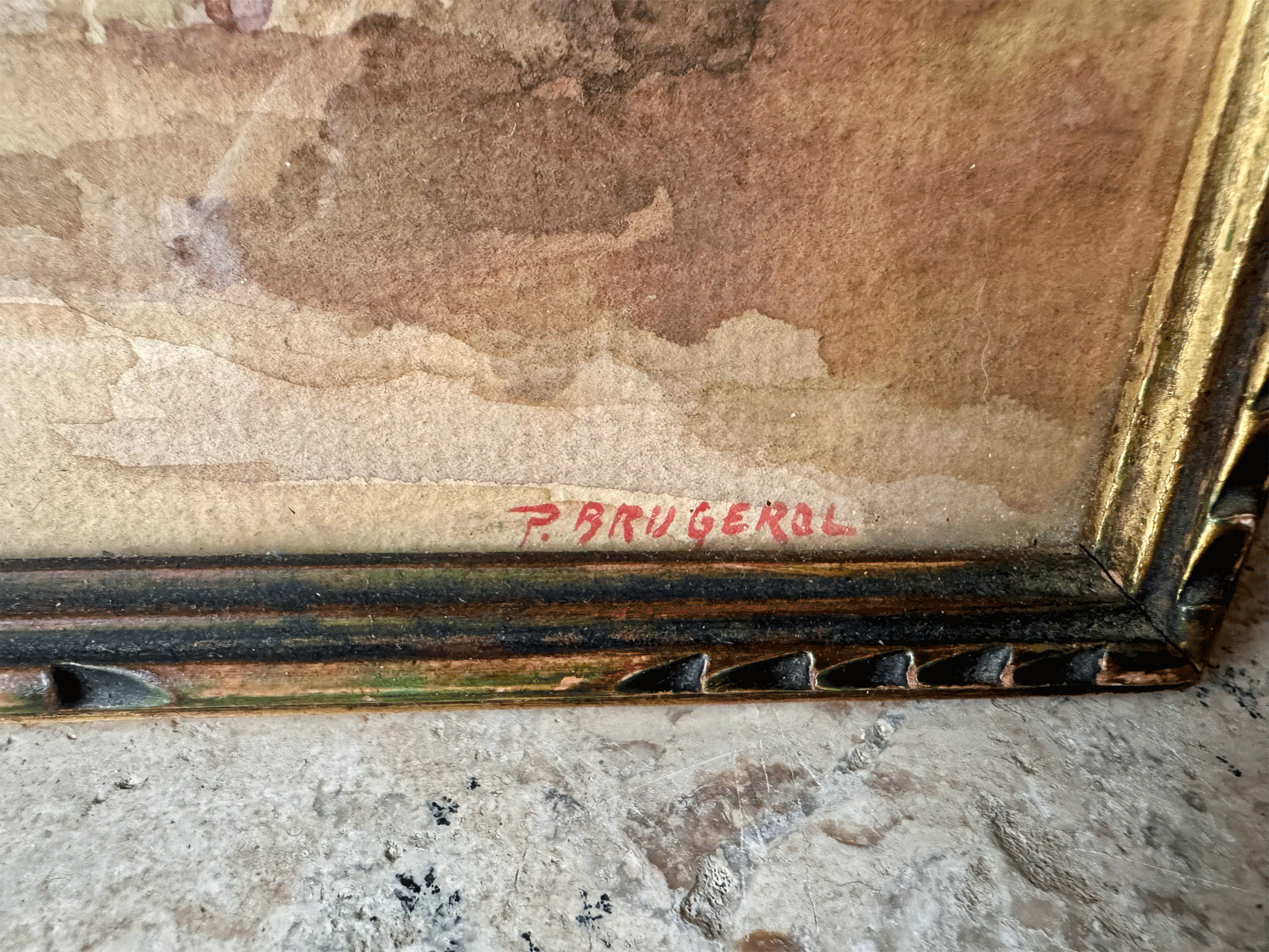 antique french signed framed watercolour painting 1934 malicorne loire valley country village scene