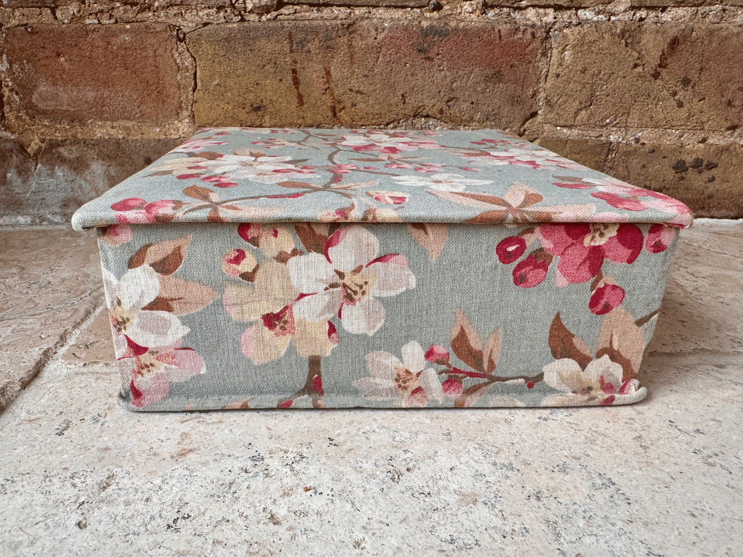 antique french boudoir box galerie lafayette paris duck egg pink floral fabric haberdashery sewing storage