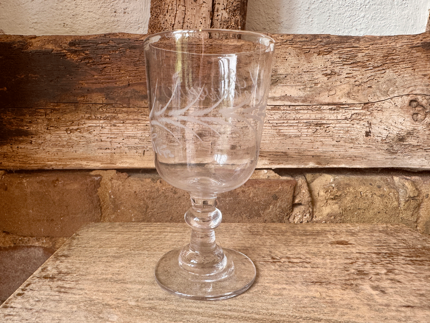 Decorative Antique French Etched 'Souvenir' Glass