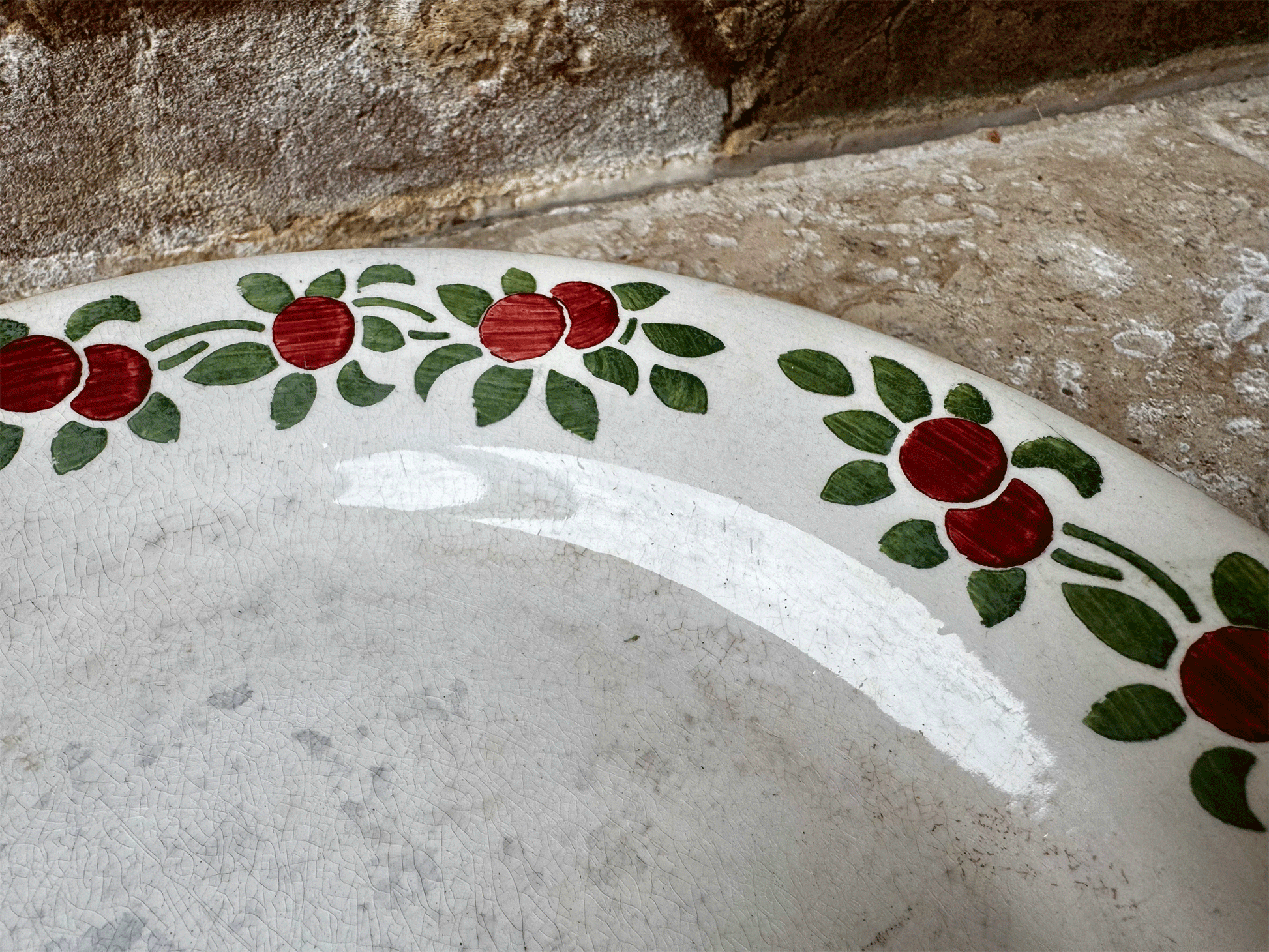 antique french christmas themed holly berries raised footed compote dish compotier hand painted white ironstone