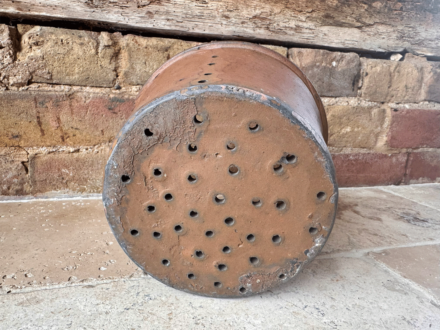 huge extra large antique french pierced strainer faisselle cheese strainer rustic stoneware