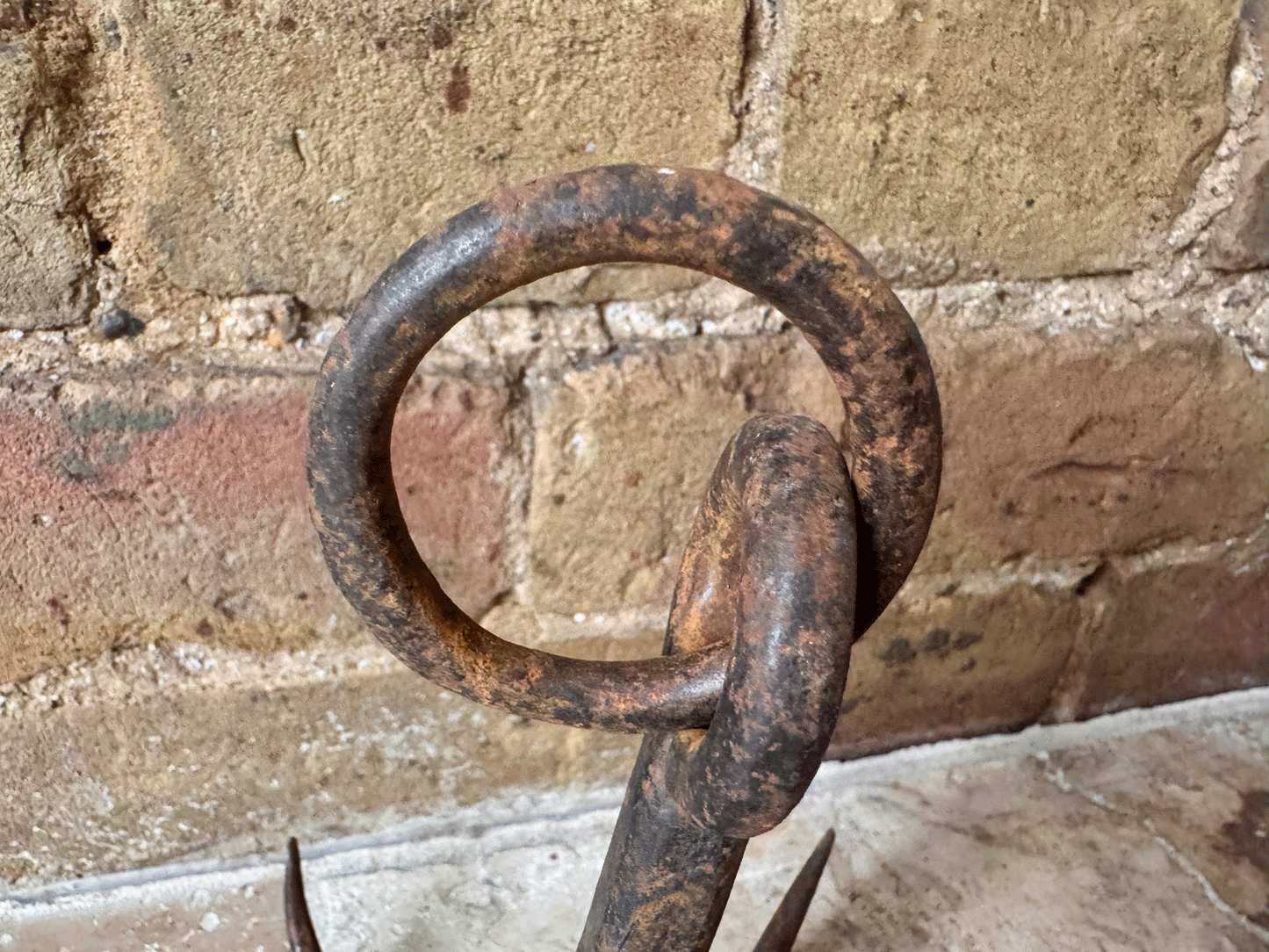antique french 19th century four pronged grapple butchers hook cast iron industrial farmhouse decor